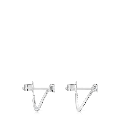 Medium short hoop Earrings in white gold with diamonds Les Classiques