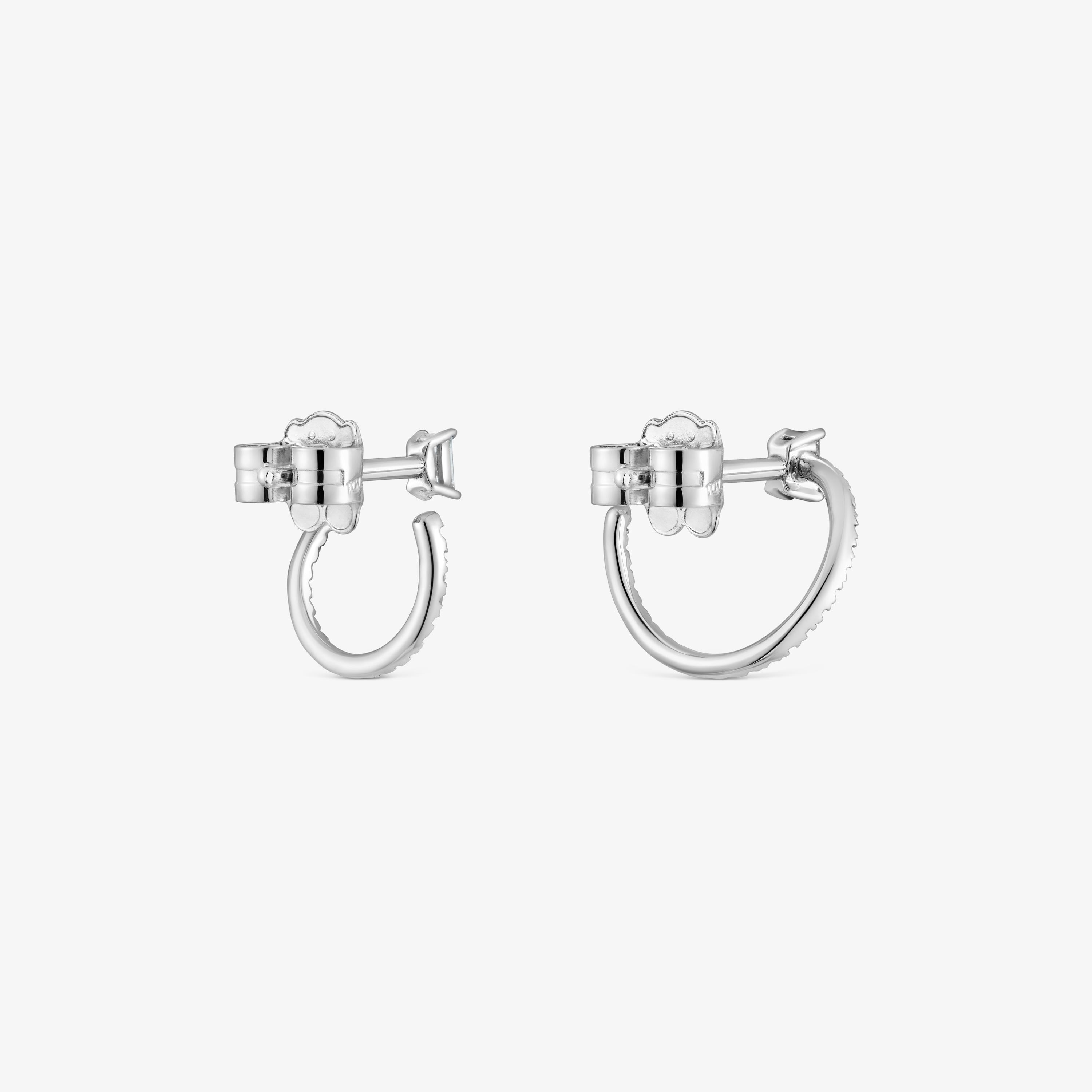 Medium short hoop Earrings in 18K white gold with diamonds Les Classiques