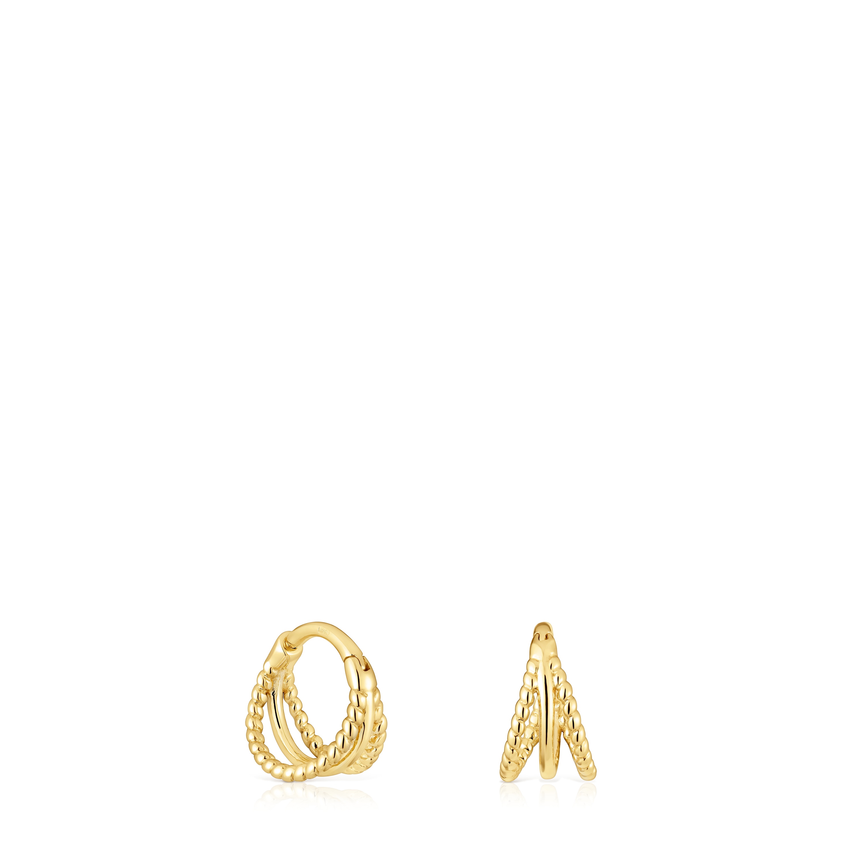Short triple hoop Earrings with embossed gold Basics