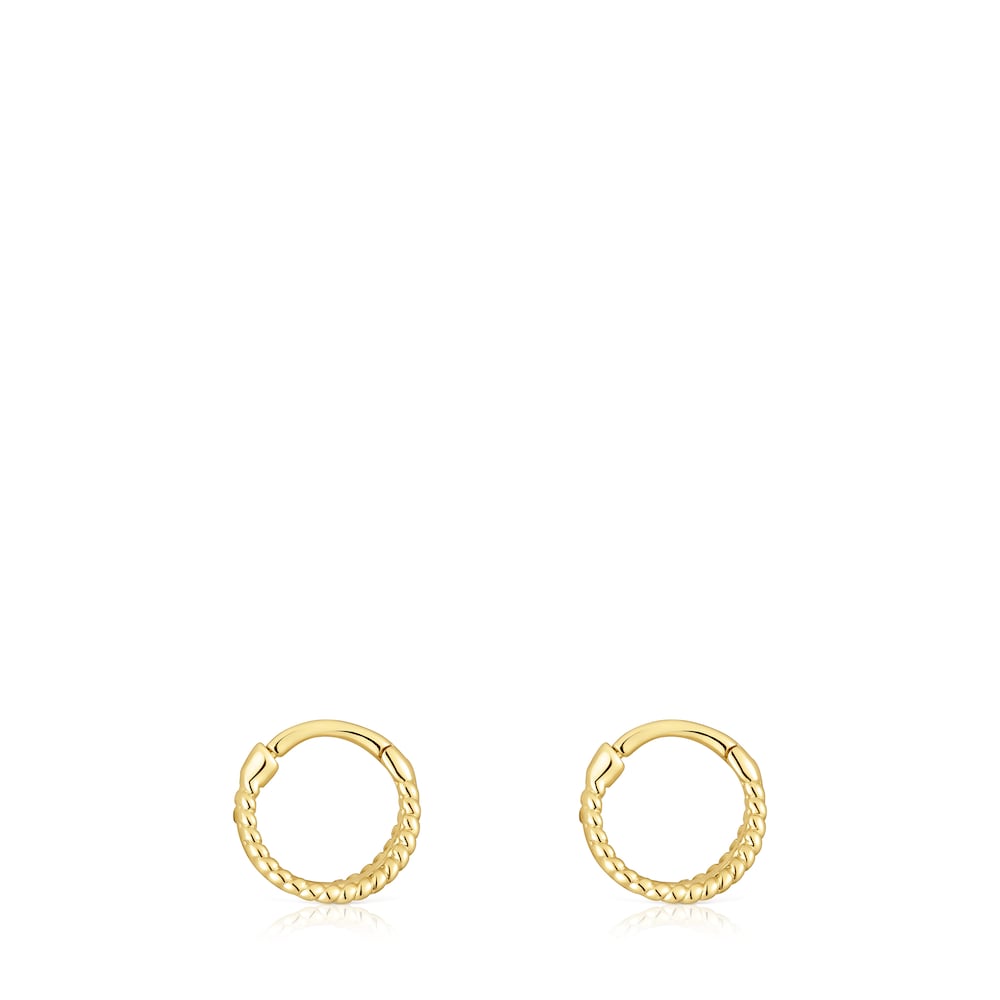 Short triple hoop Earrings with embossed gold Basics