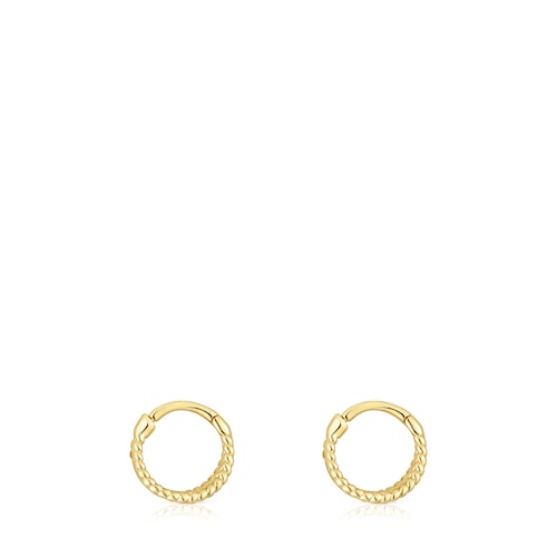 Short triple hoop Earrings with embossed gold Basics