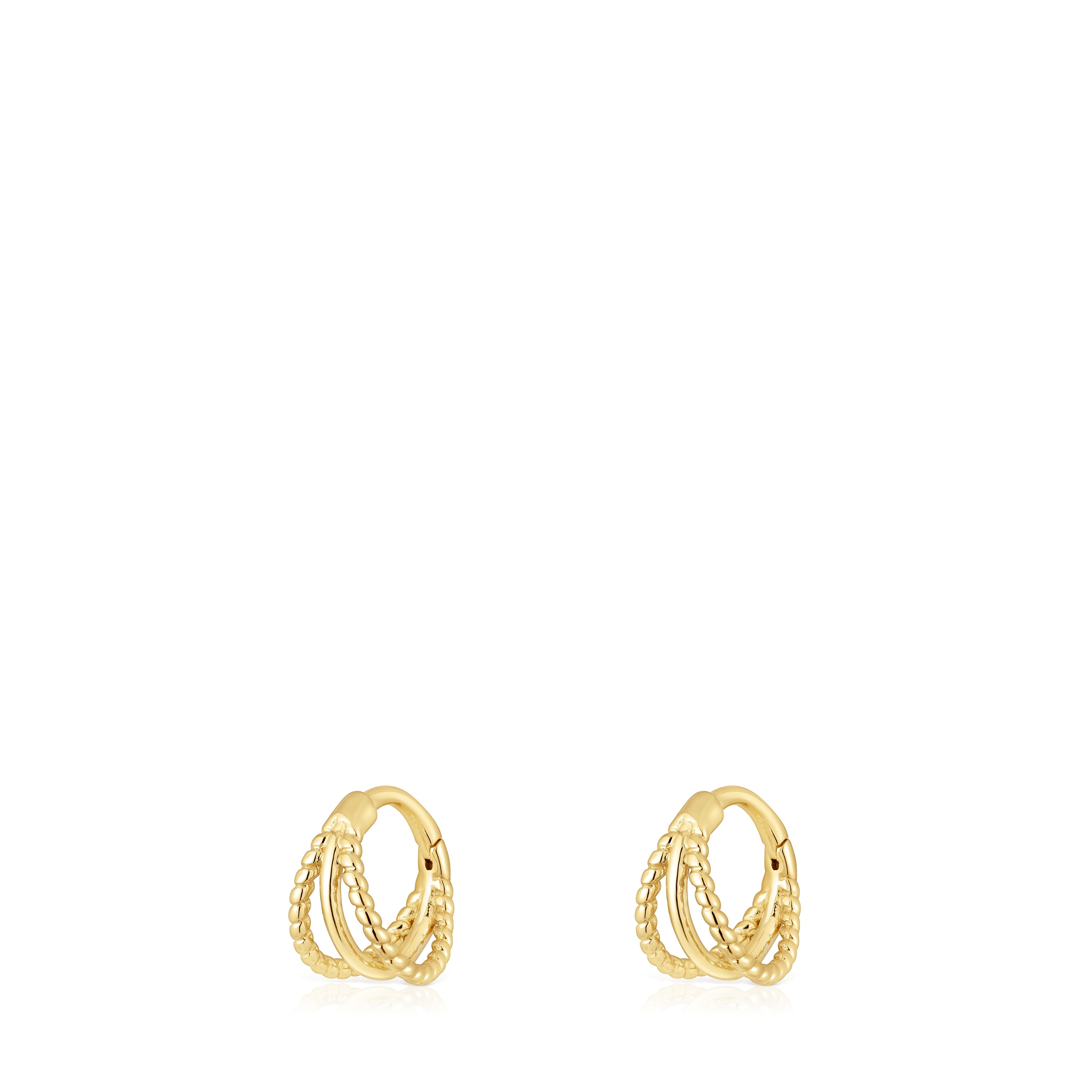 Short triple hoop Earrings with embossed gold Basics