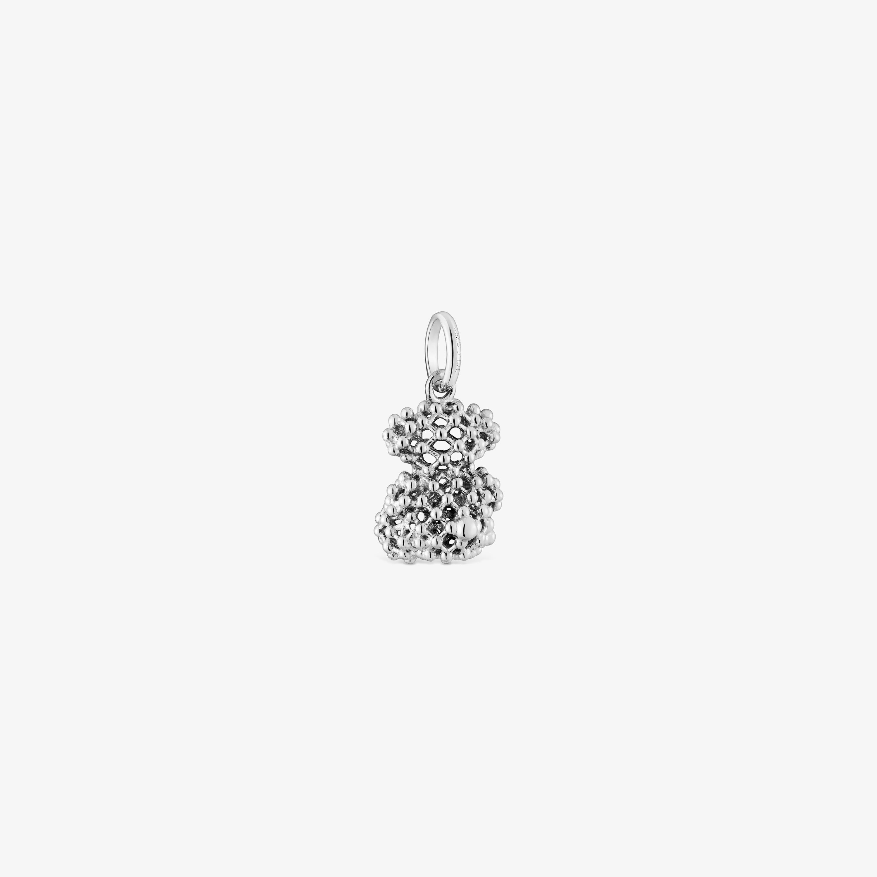 texturized 18K white gold bear Pendant Bold Bear