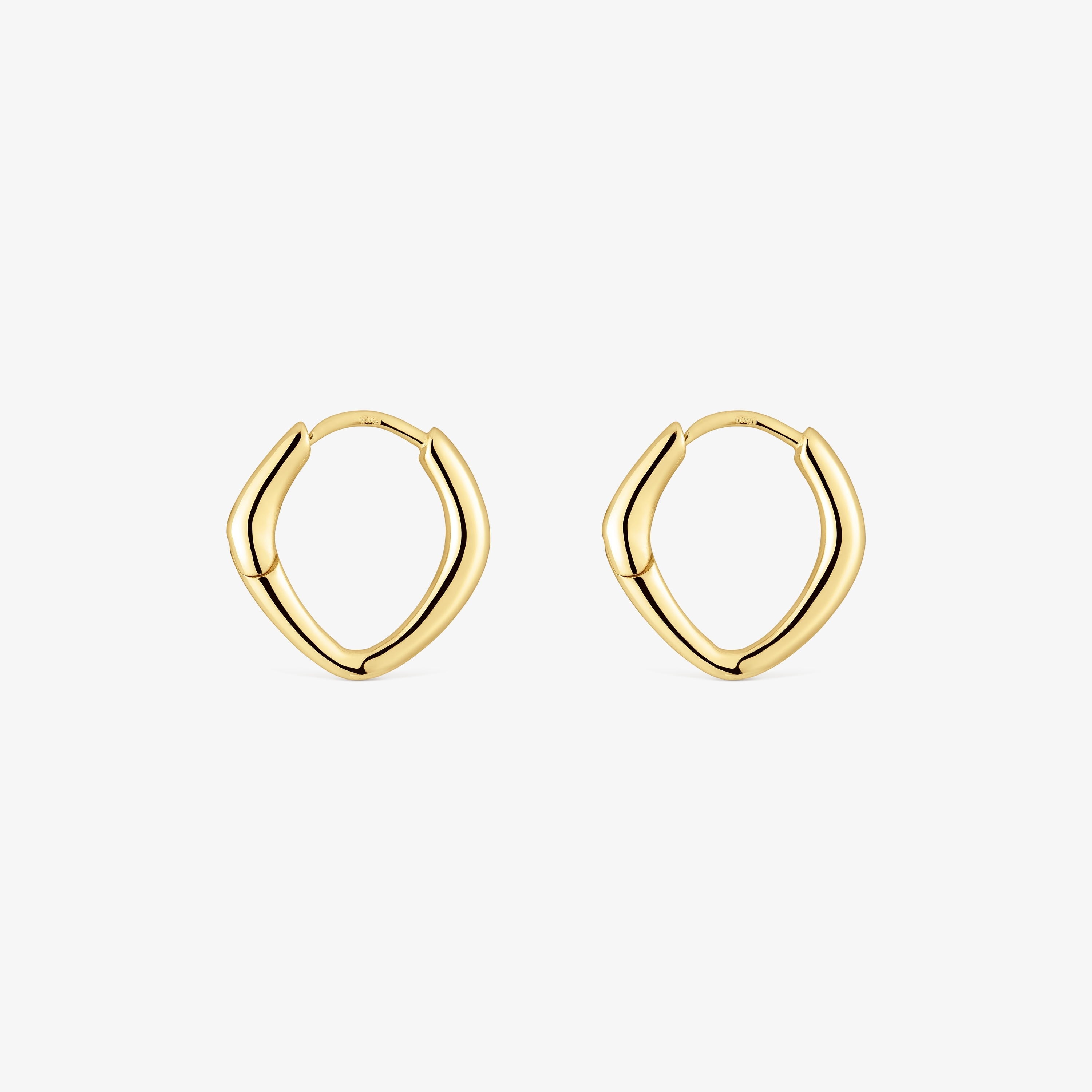 Short hoop pointed oval 18K solid gold Earrings Basics