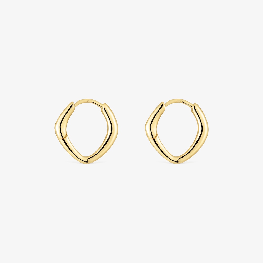 Short hoop pointed oval 18K solid gold Earrings Basics