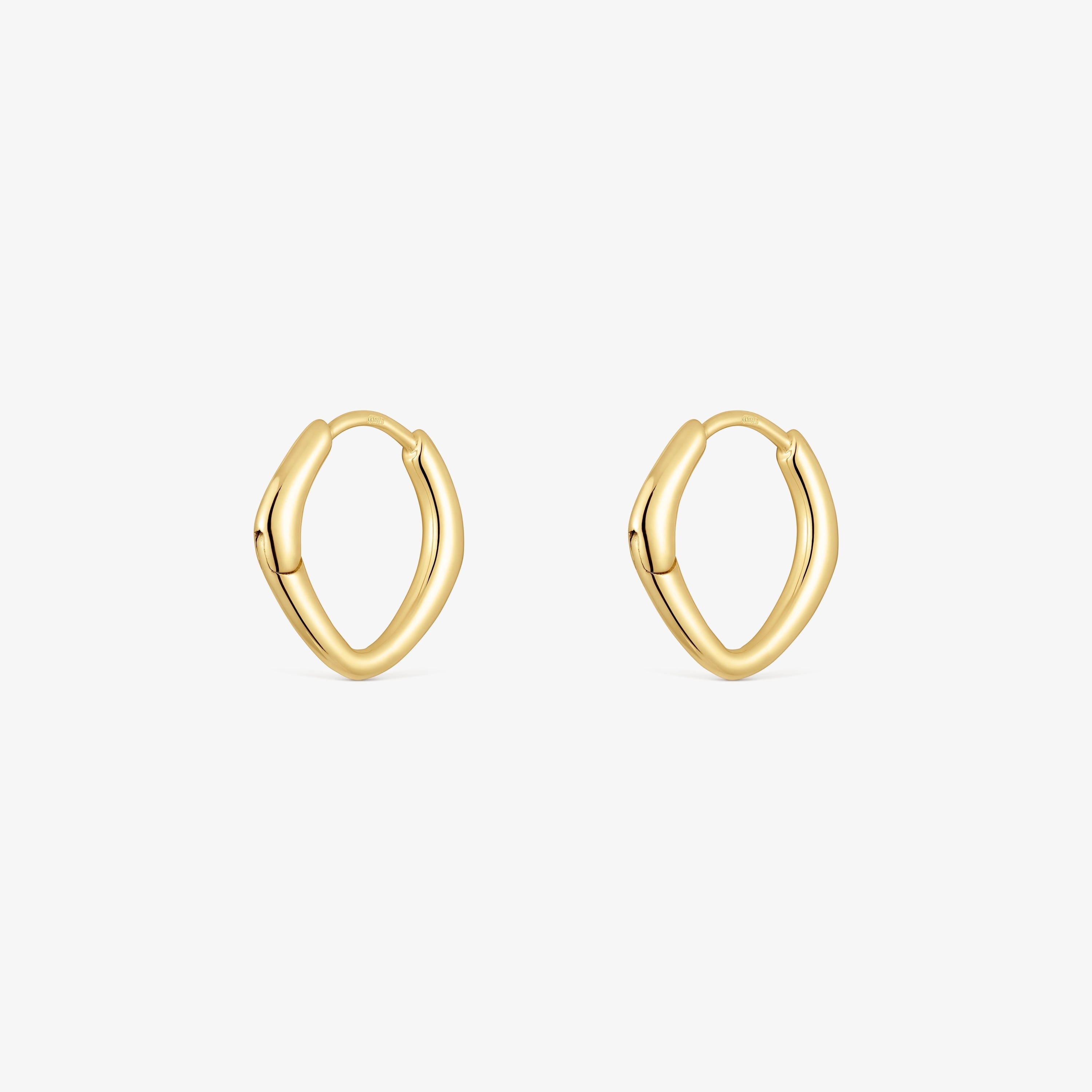 Short hoop pointed oval 18K solid gold Earrings Basics