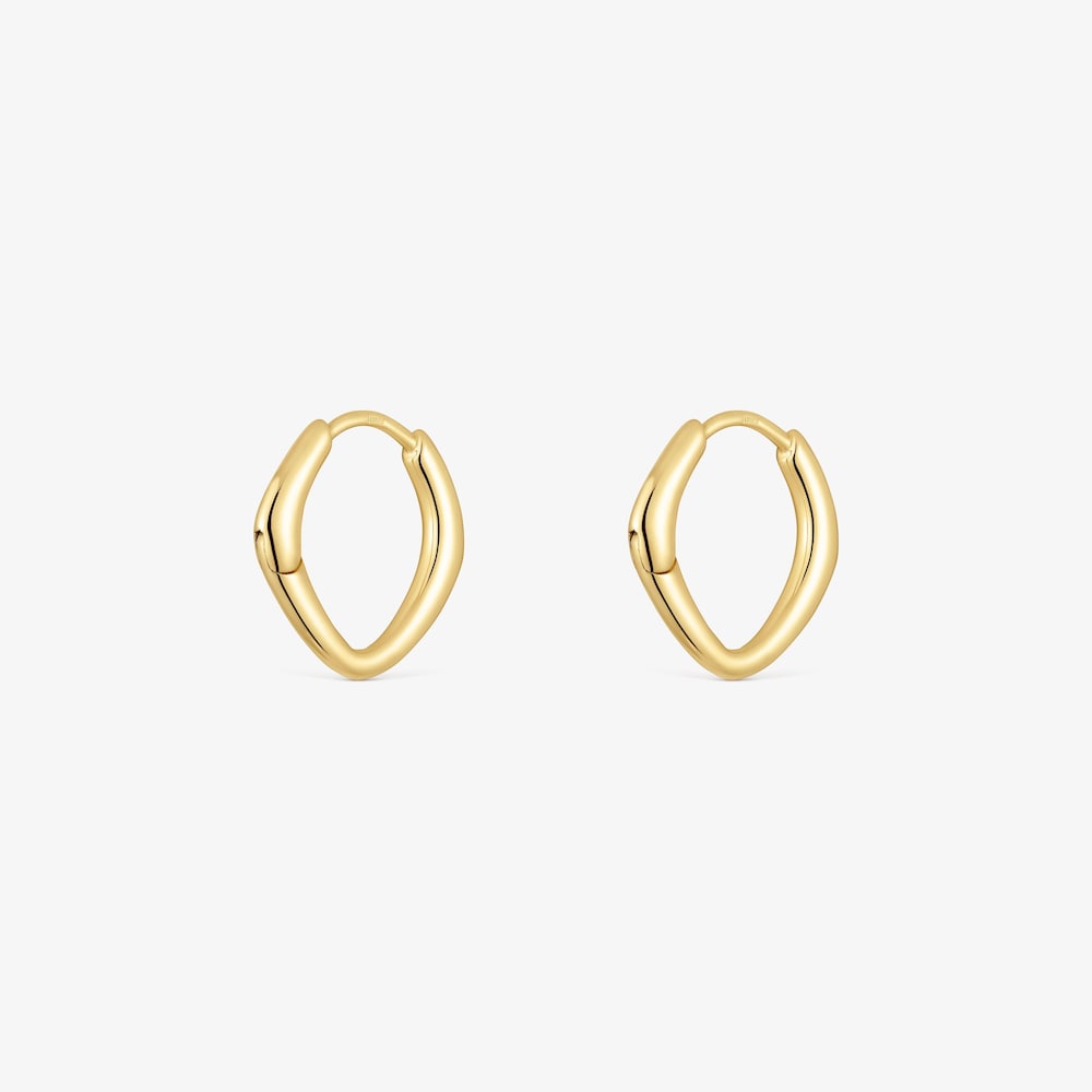 Short hoop pointed oval 18K solid gold Earrings Basics