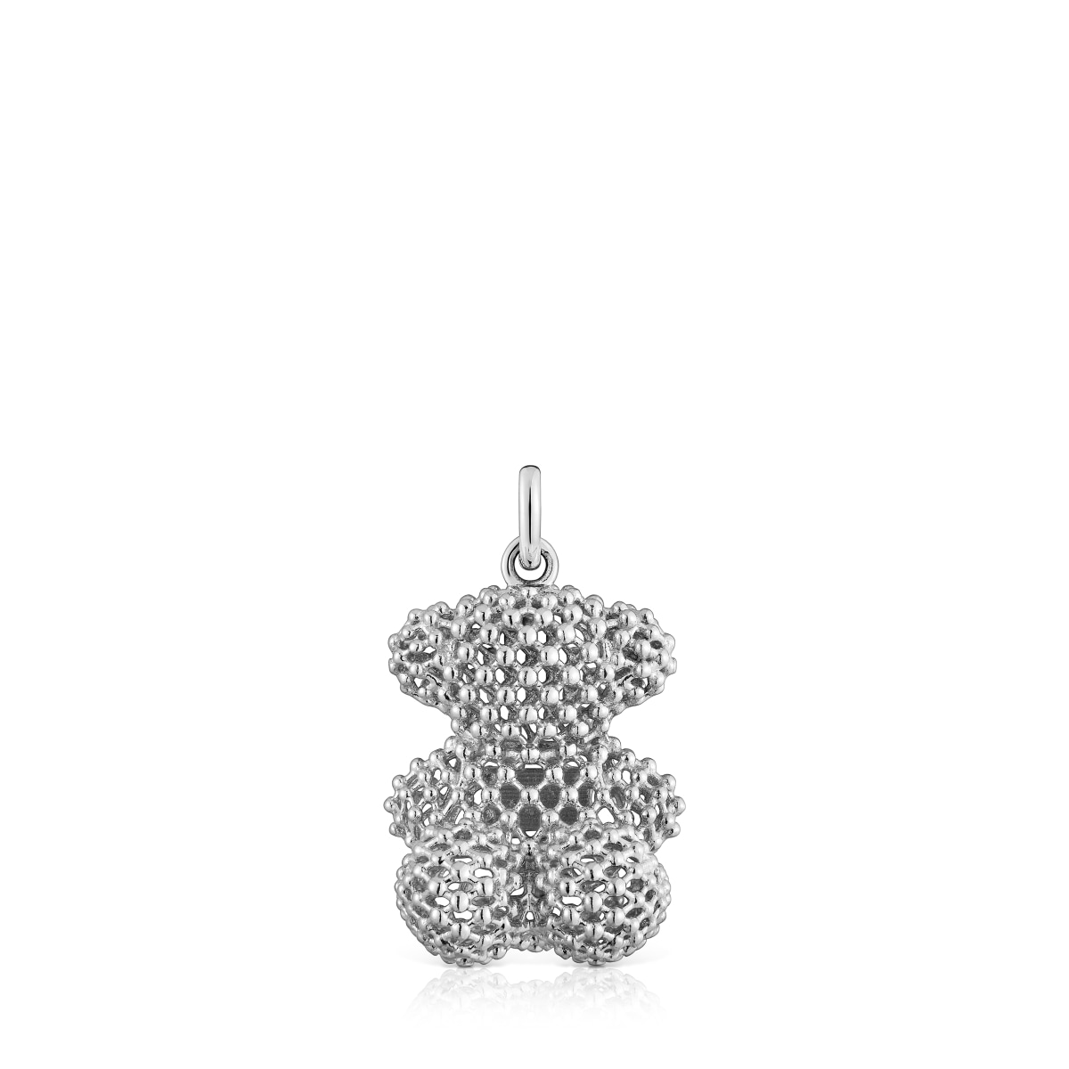 Colgante oso mediano texturizado de oro blanco Bold Bear