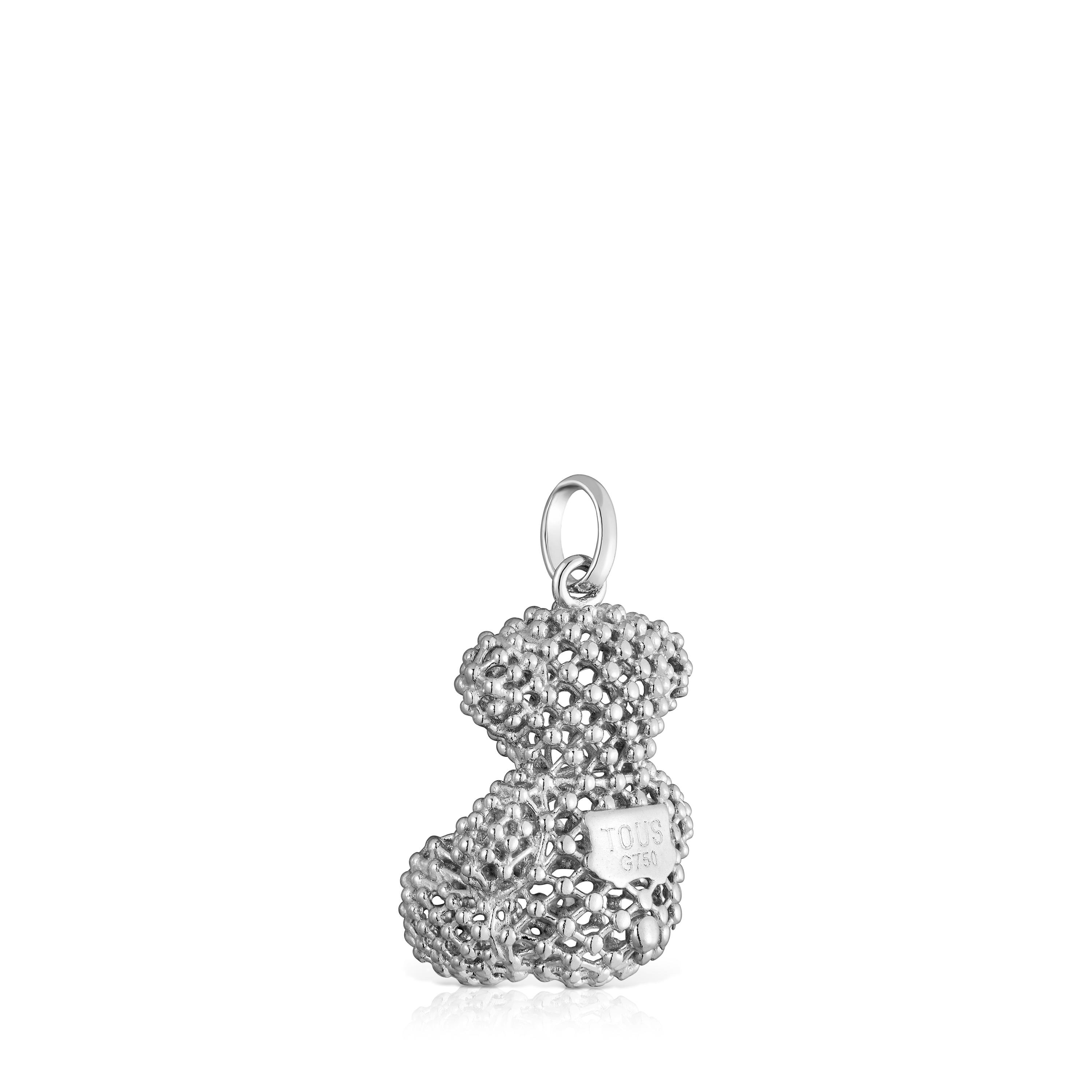 Medium texturized white gold bear Pendant Bold Bear