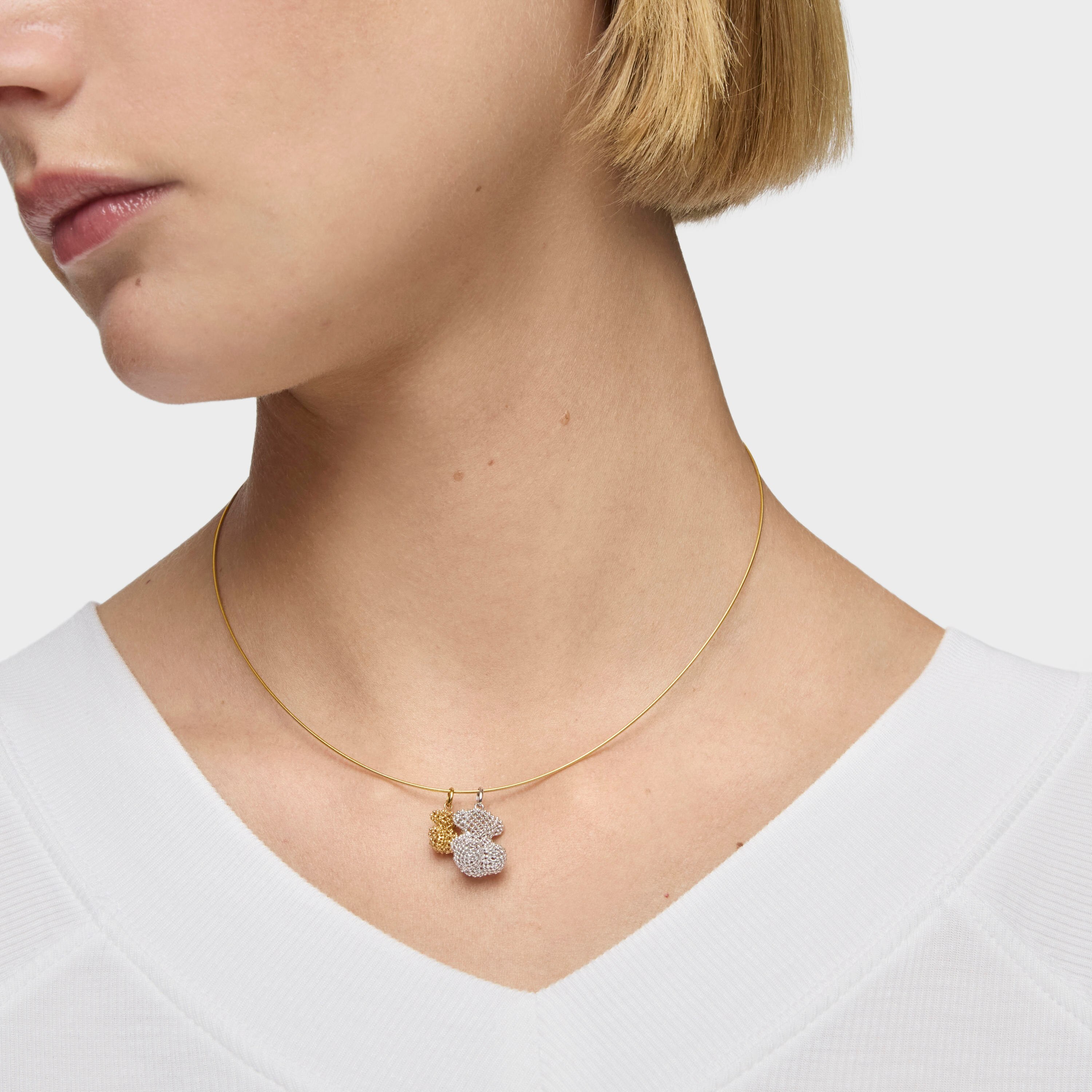 Medium texturized white gold bear Pendant Bold Bear