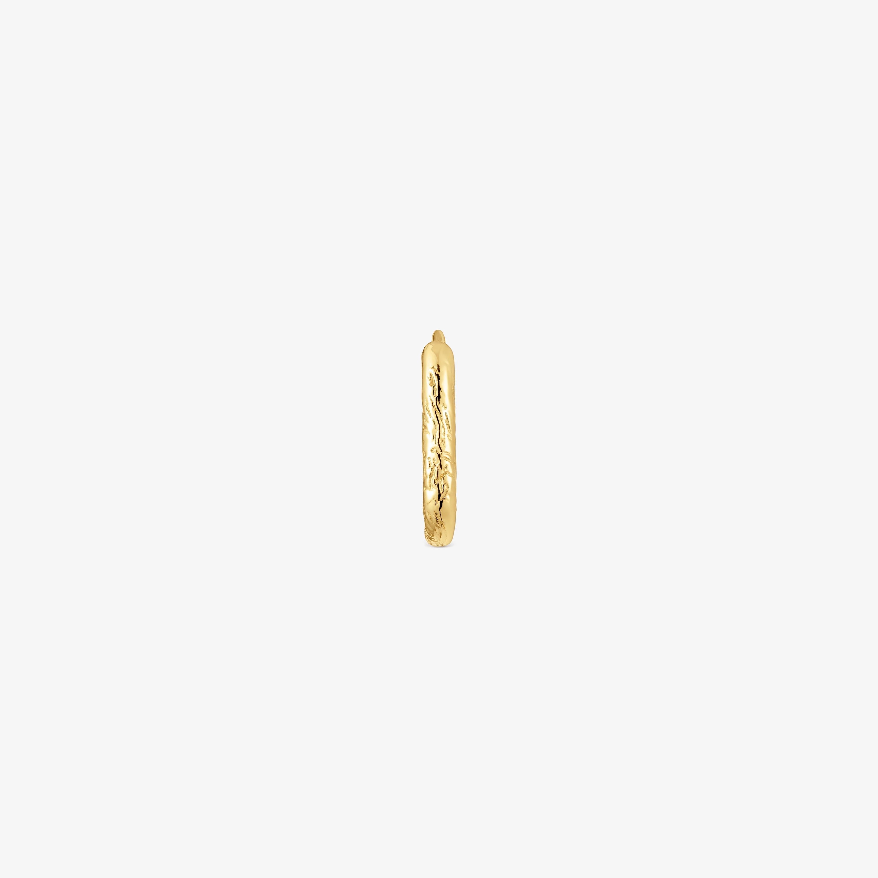 Individual 18K solid gold textured hoop Earring Basics