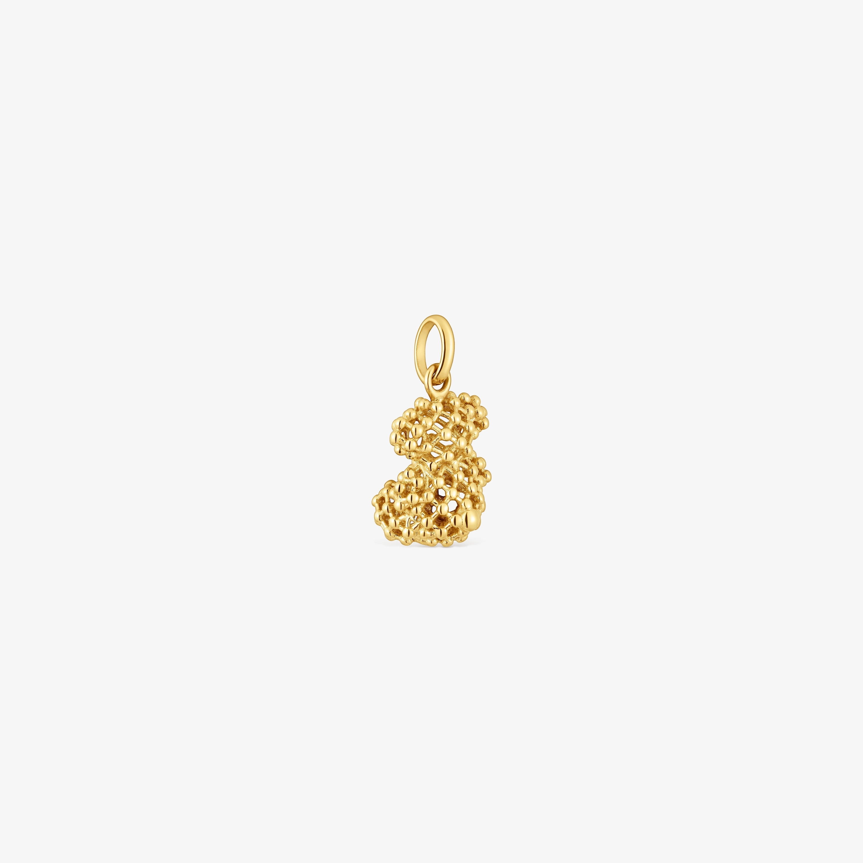 texturized 18K solid gold bear Pendant Bold Bear