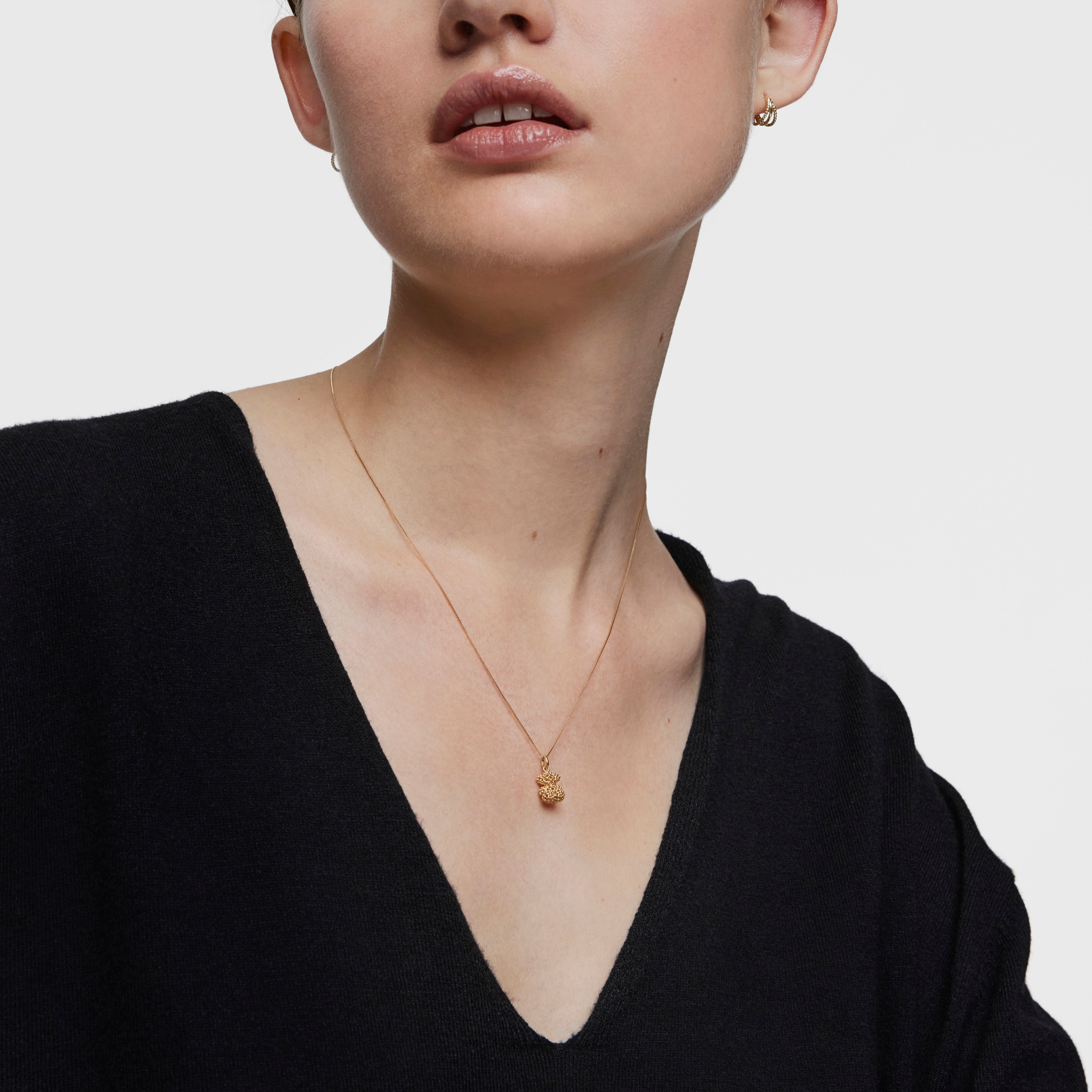 texturized 18K solid gold bear Pendant Bold Bear