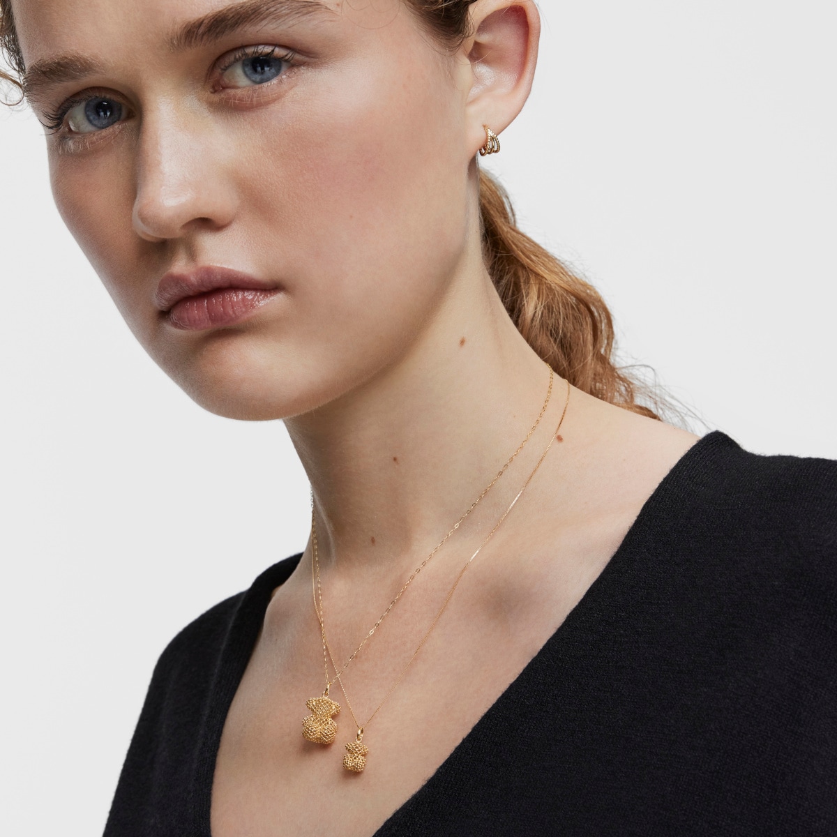 Small texturized gold bear Pendant Bold Bear
