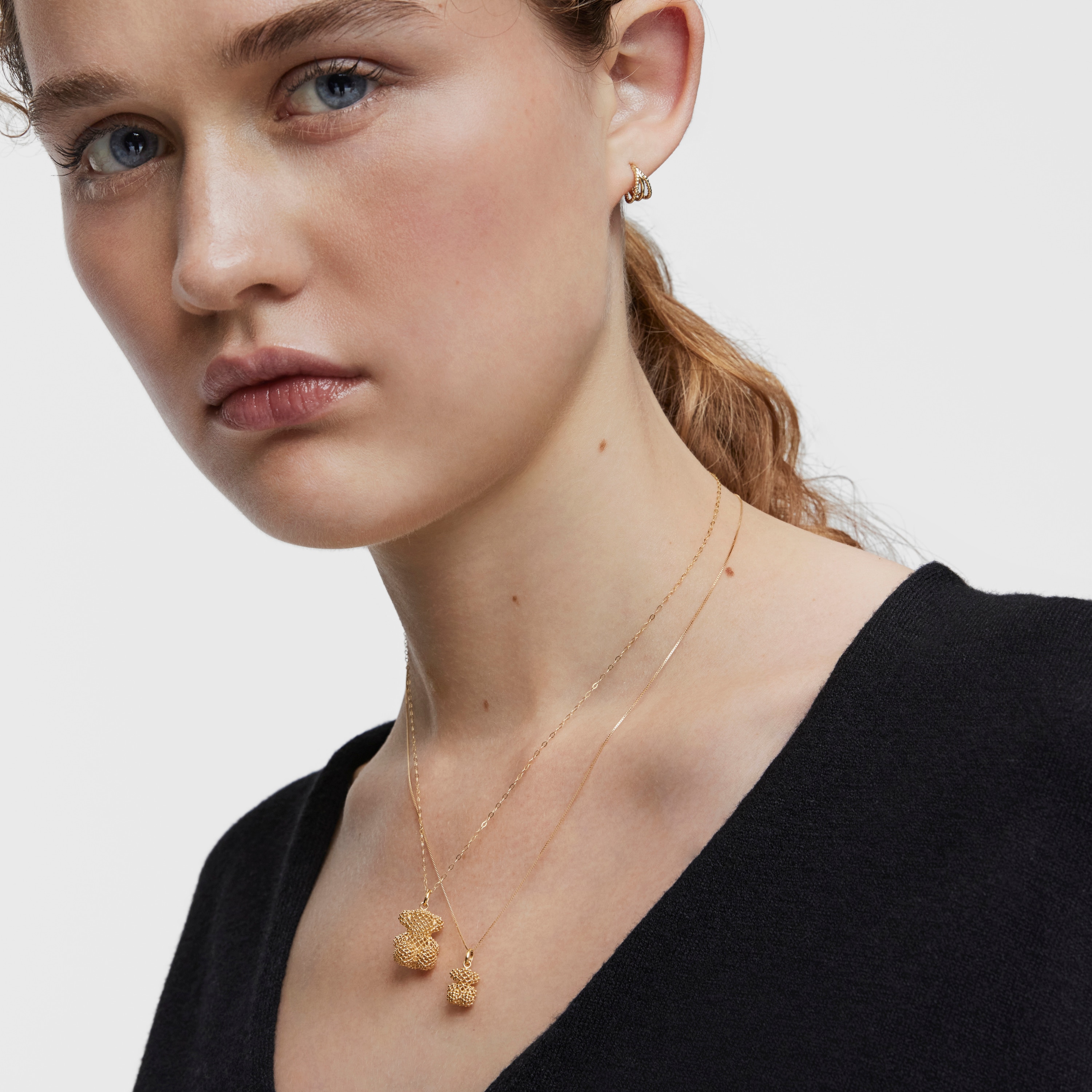 Small texturized gold bear Pendant Bold Bear
