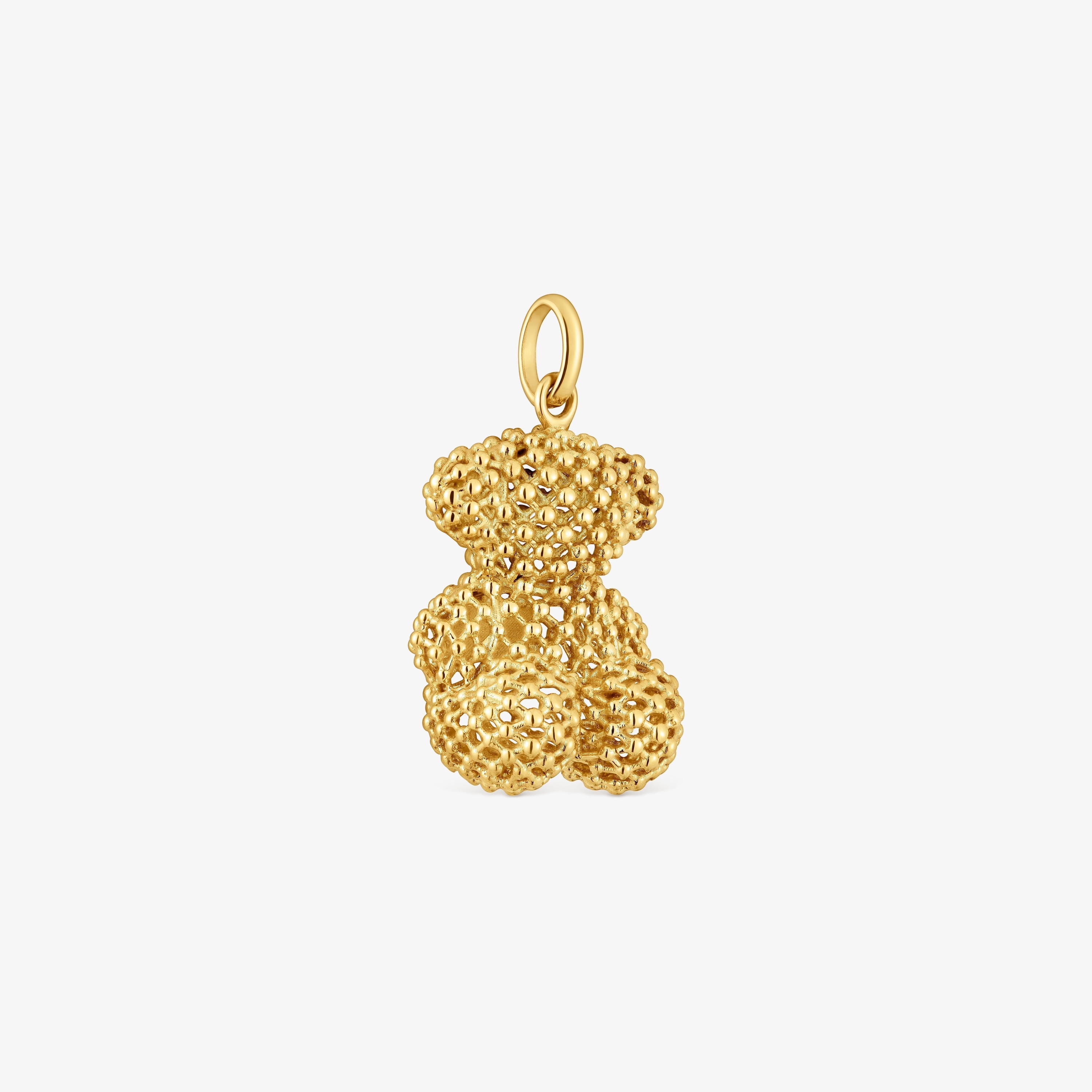 Medium texturized 18K solid gold bear Pendant Bold Bear