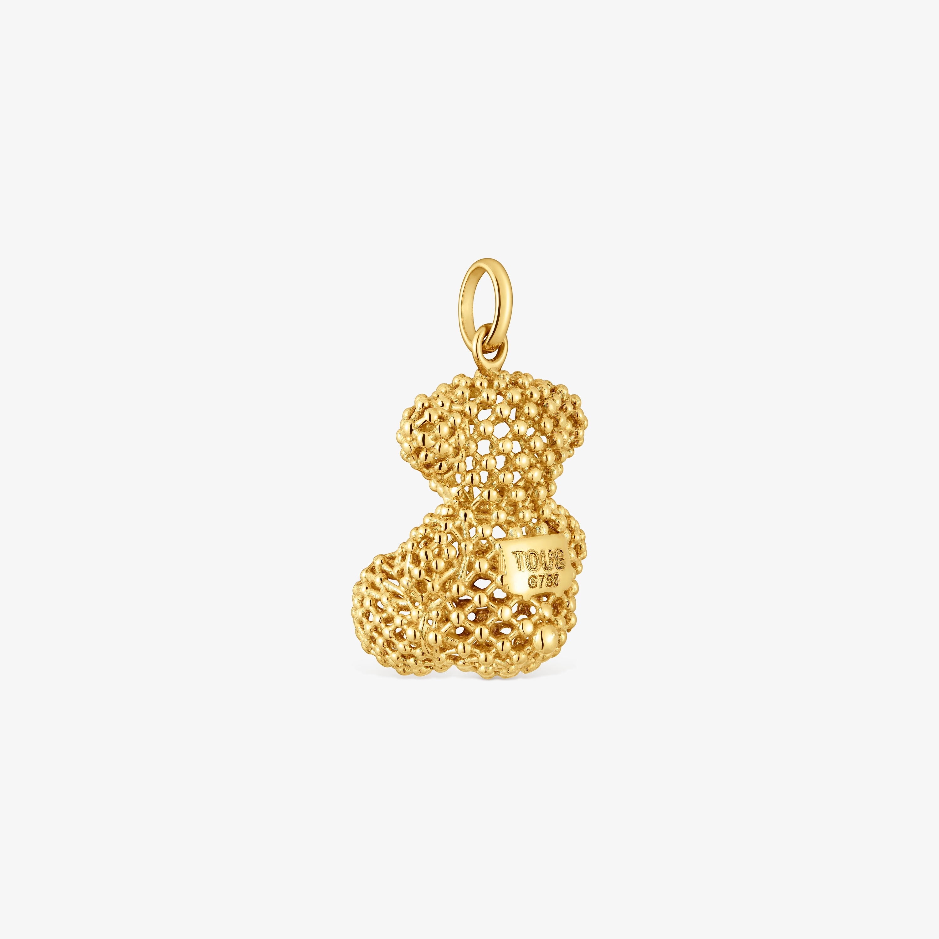 Medium texturized 18K solid gold bear Pendant Bold Bear