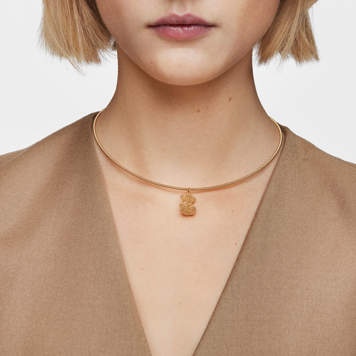 Medium texturized gold bear Pendant Bold Bear
