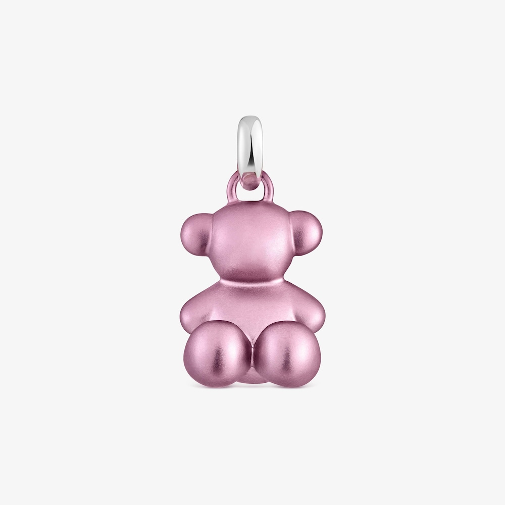Colgante oso mediano de acero en color rosa claro Bold Bear