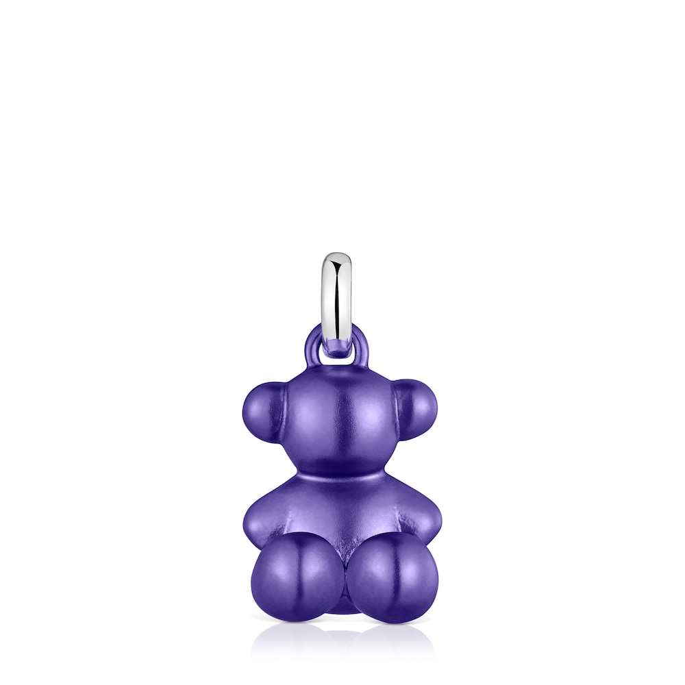 Pingente urso médio em aço em cor lilás escuro Bold Bear