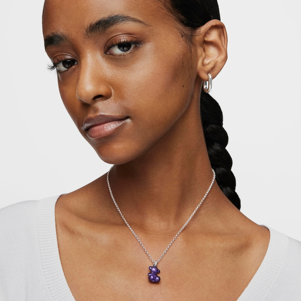 Dije oso mediano de acero en color lila oscuro Bold Bear