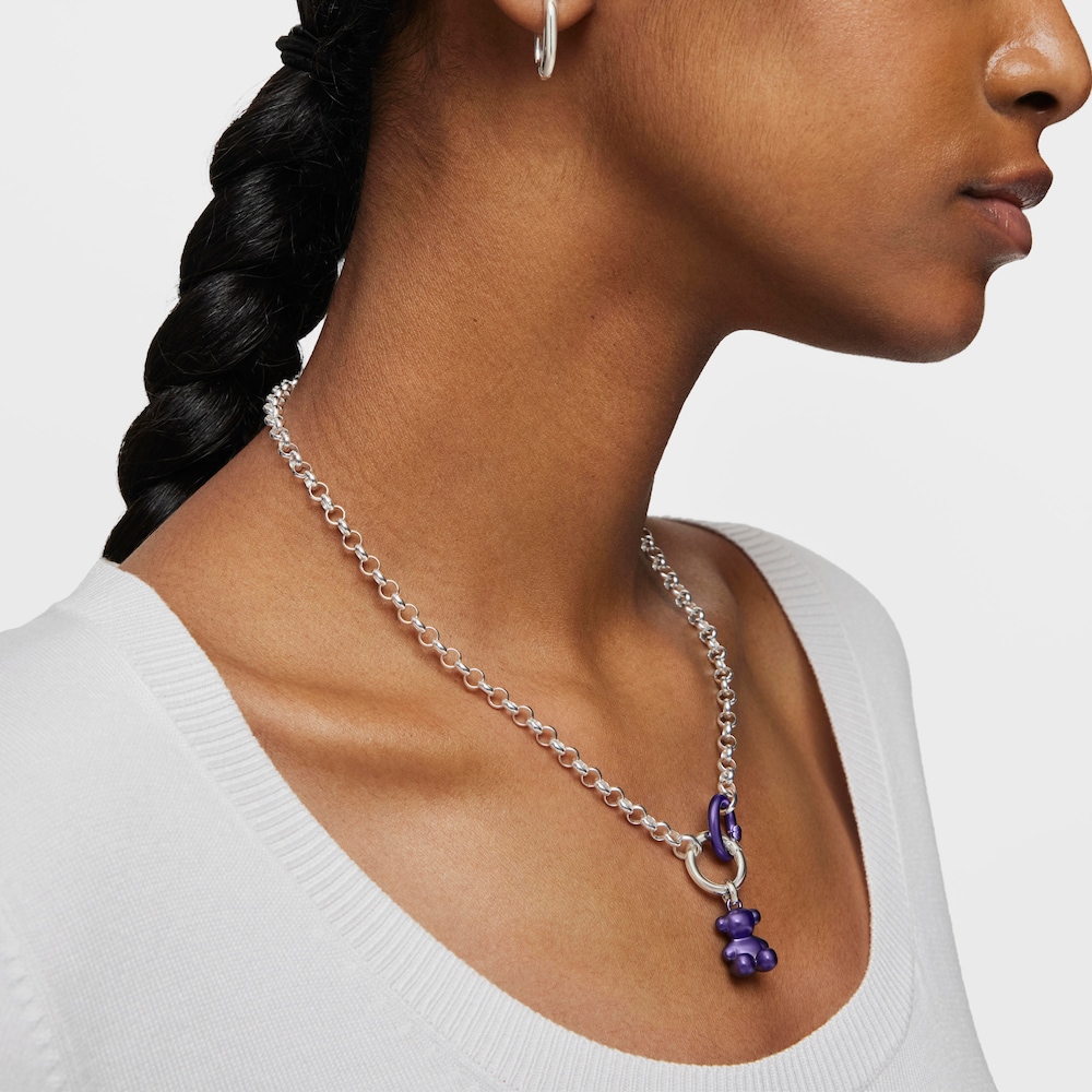 Dije oso mediano de acero en color lila oscuro Bold Bear