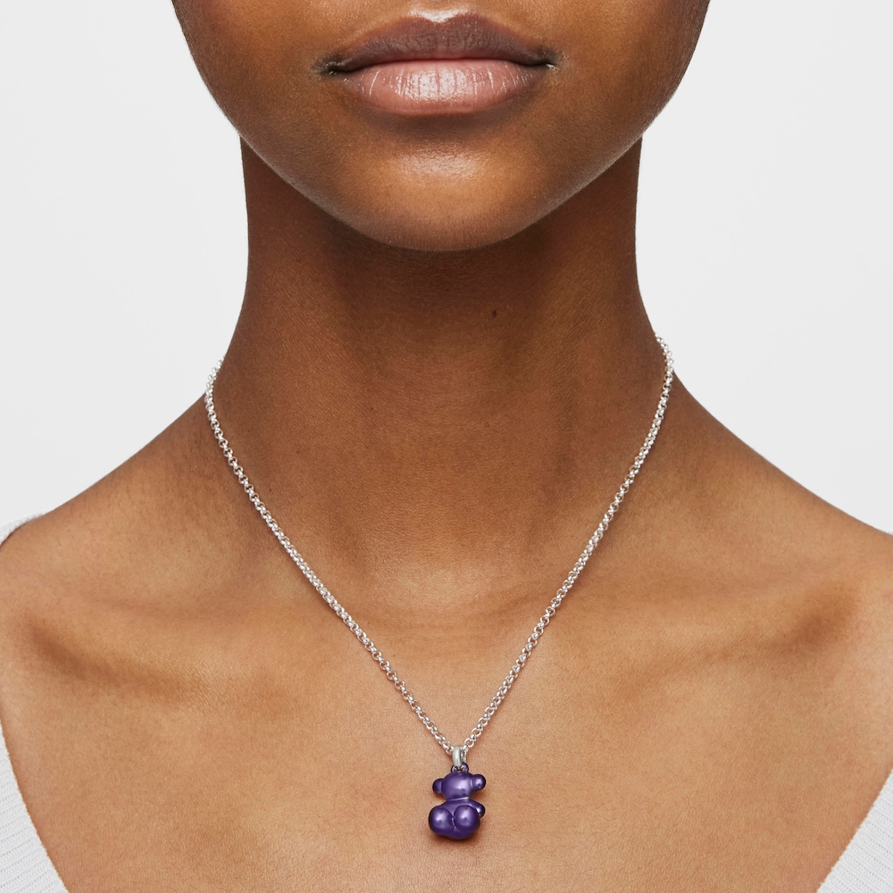 Dije oso mediano de acero en color lila oscuro Bold Bear