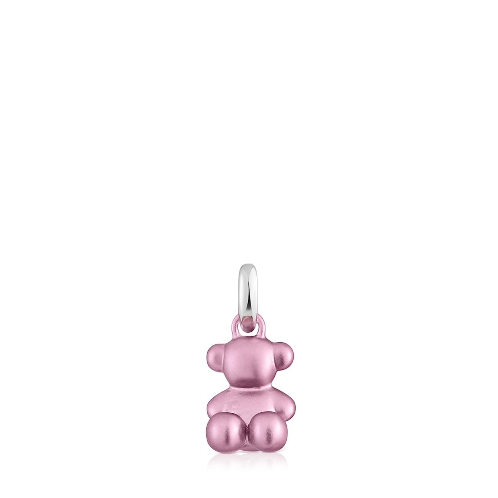 Small pale-pink-colored steel bear Pendant Bold Bear