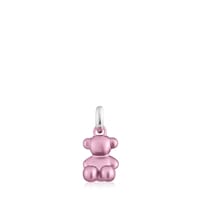 Colgante oso pequeño de acero en color rosa claro Bold Bear
