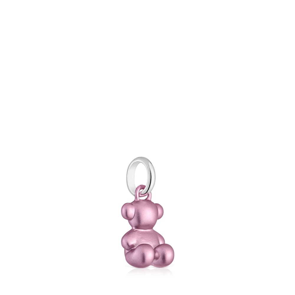 Colgante oso pequeño de acero en color rosa claro Bold Bear image number 1