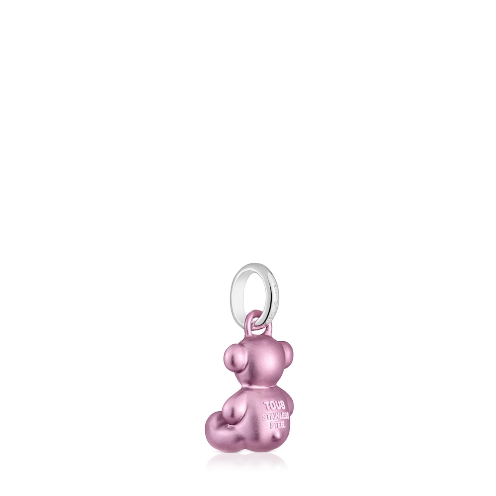 Colgante oso pequeño de acero en color rosa claro Bold Bear image number 2