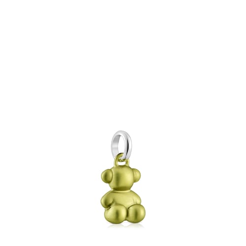 Small lime-green-colored steel bear Pendant Bold Bear