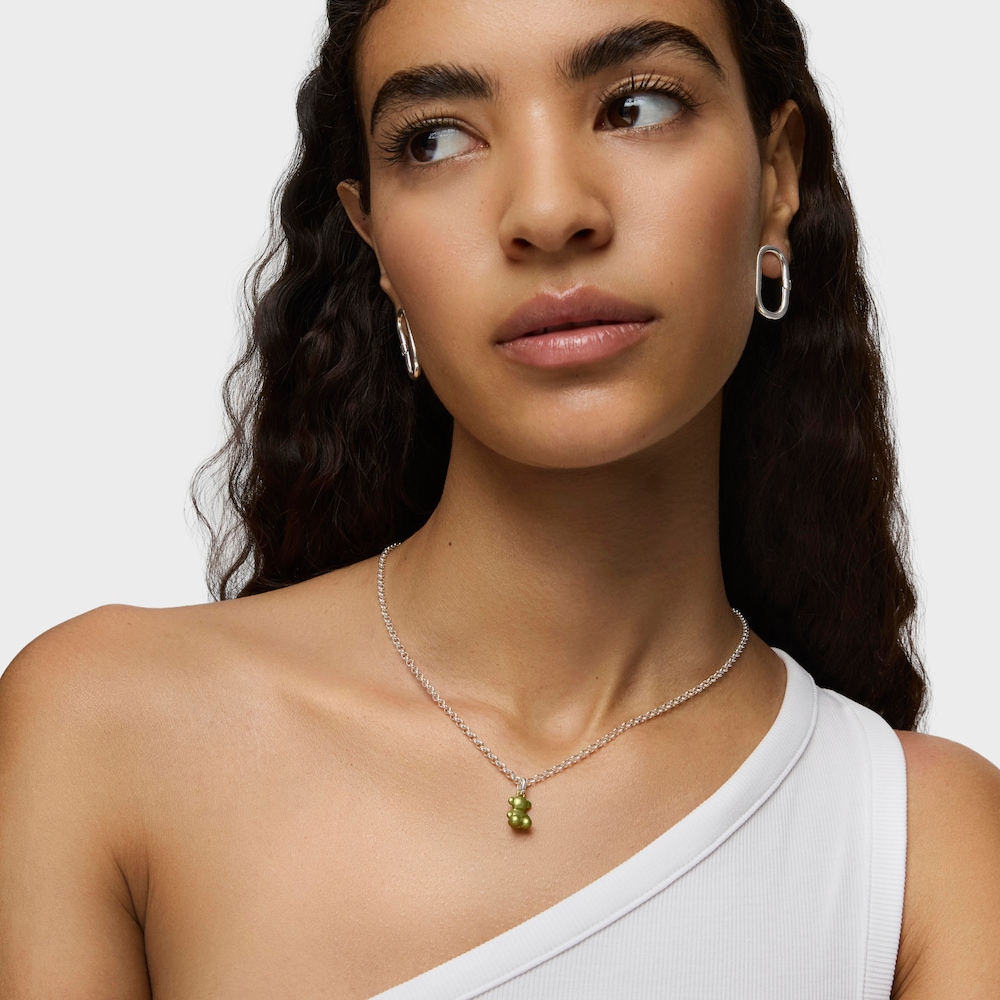 Small lime-green-colored steel bear Pendant Bold Bear