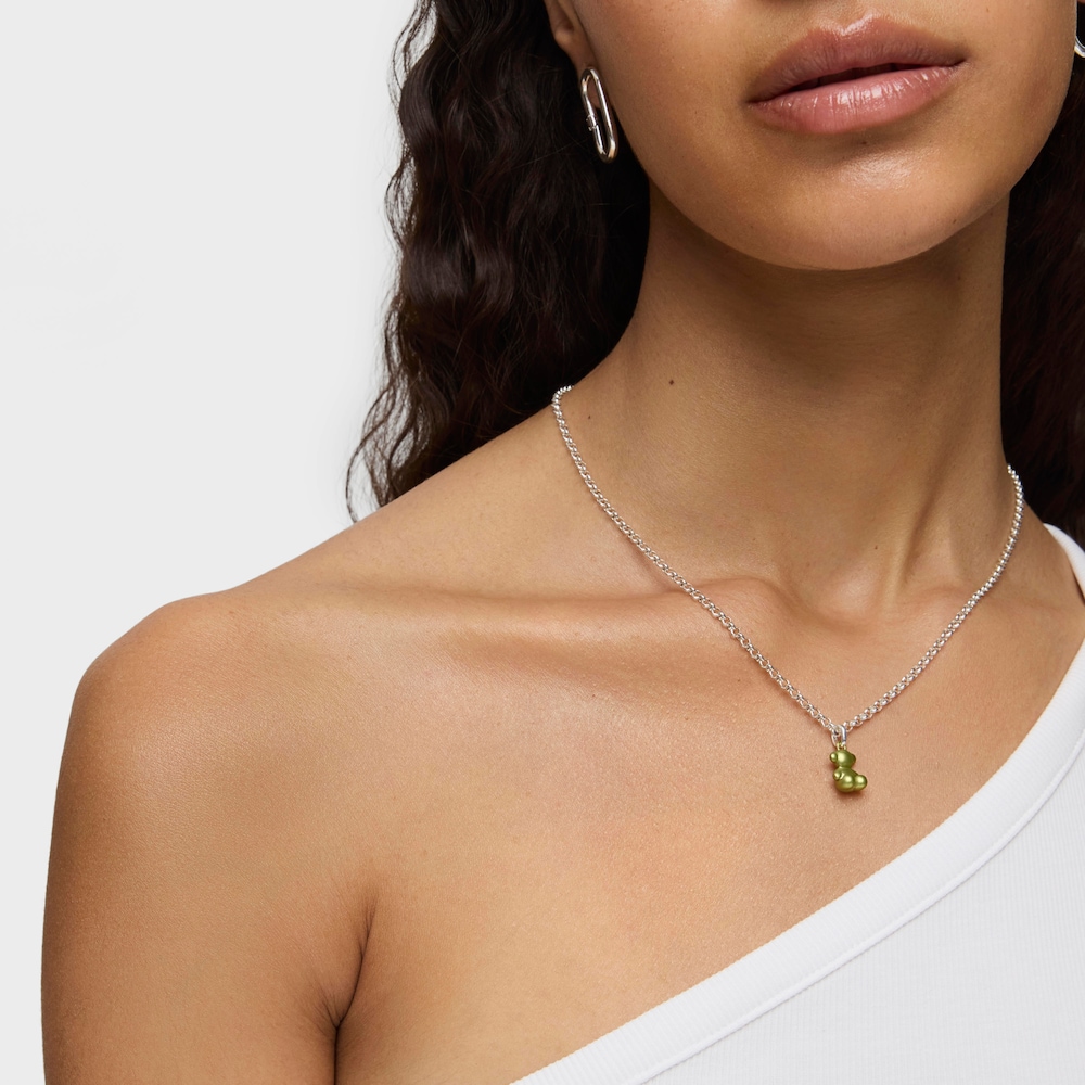 Small lime-green-colored steel bear Pendant Bold Bear