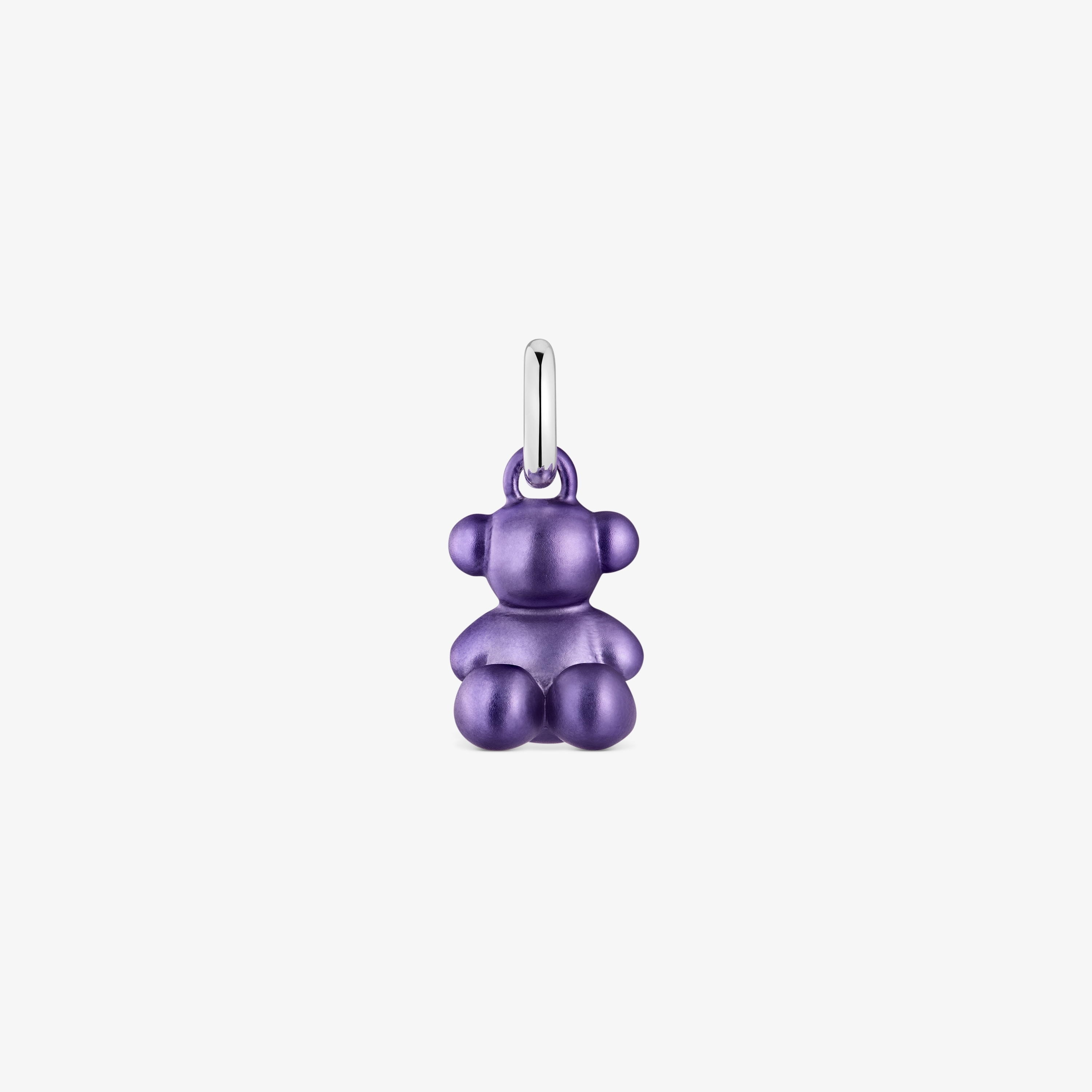 Small dark-lilac-colored steel bear Pendant Bold Bear