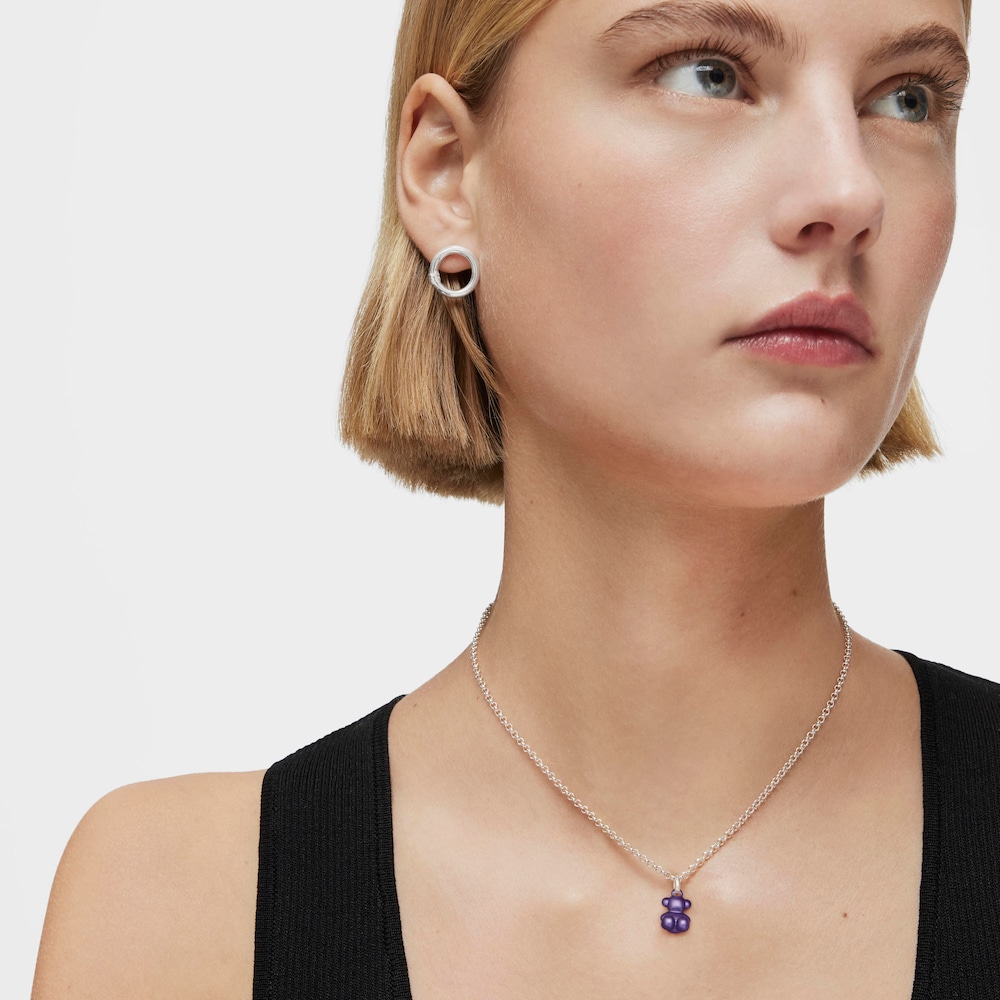 Mal&yacute; Př&iacute;věsek ve&nbsp;tvaru medv&iacute;dka z&nbsp;oceli v&nbsp;tmavě fialov&eacute; barvě Bold Bear