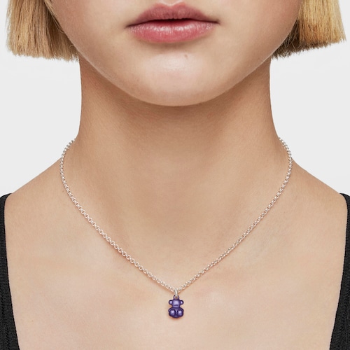 Small dark-lilac-colored steel bear Pendant Bold Bear