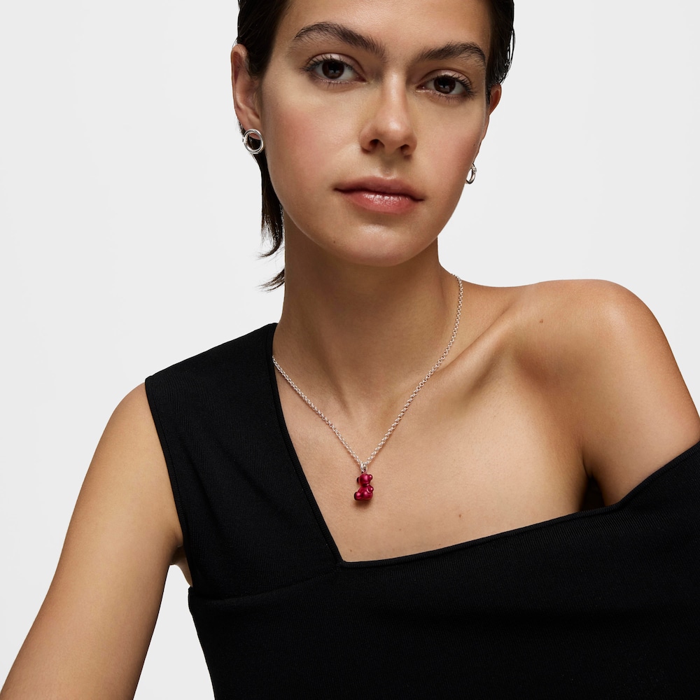 Pingente urso médio em aço em cor vermelho Bold Bear