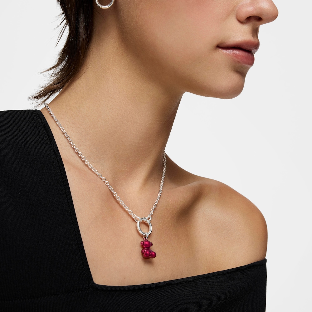 Dije oso mediano de acero en color rojo Bold Bear