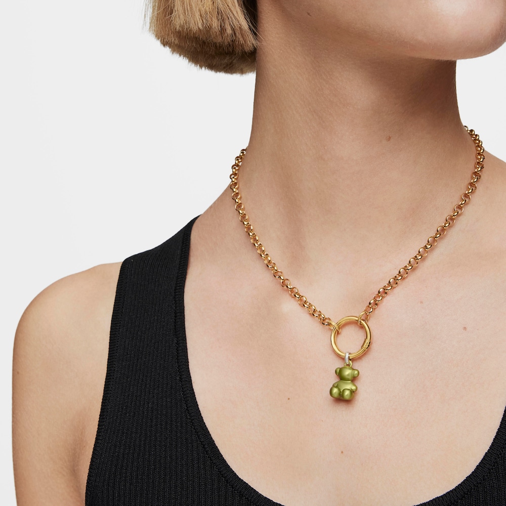 Colgante oso mediano de acero en color lima Bold Bear