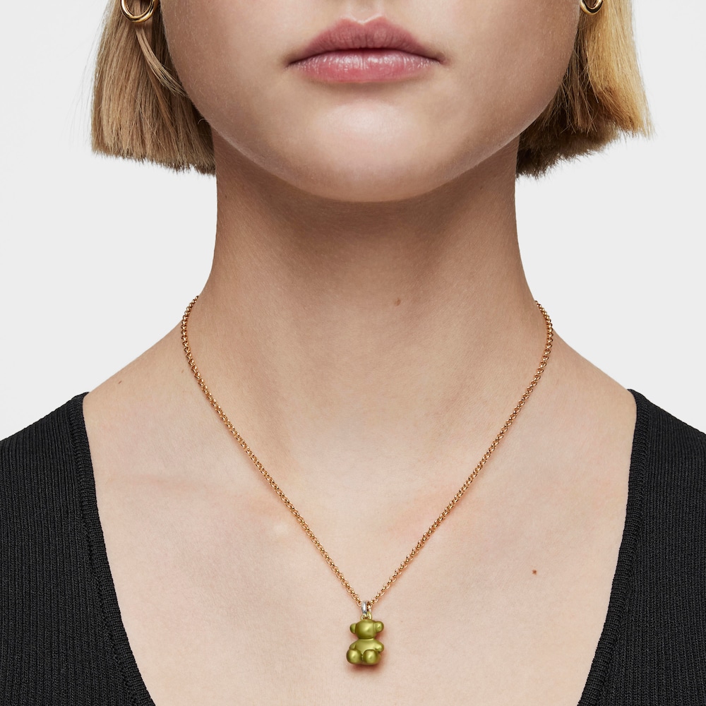 Colgante oso mediano de acero en color lima Bold Bear