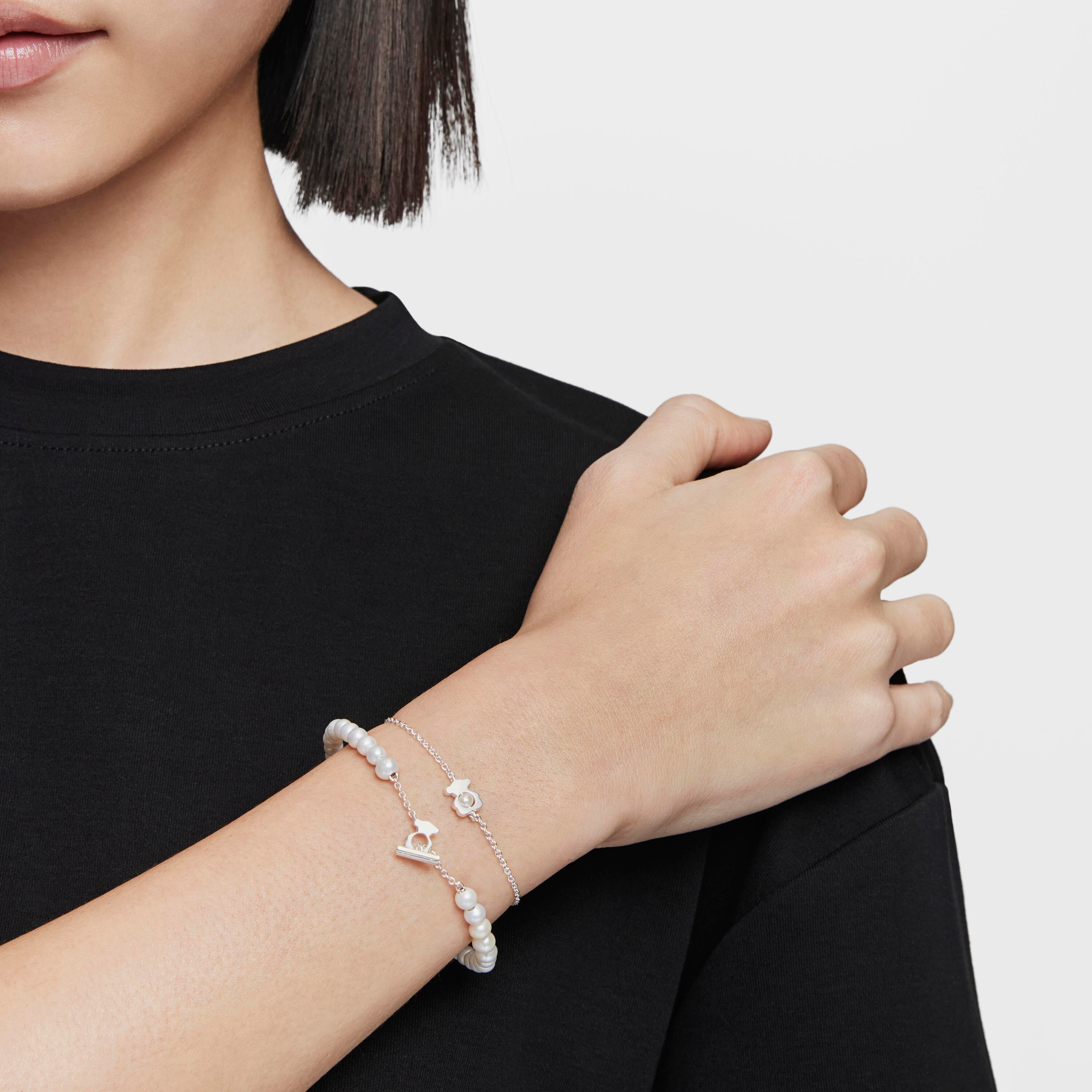 Bangle with cultivated pearls I-Bear