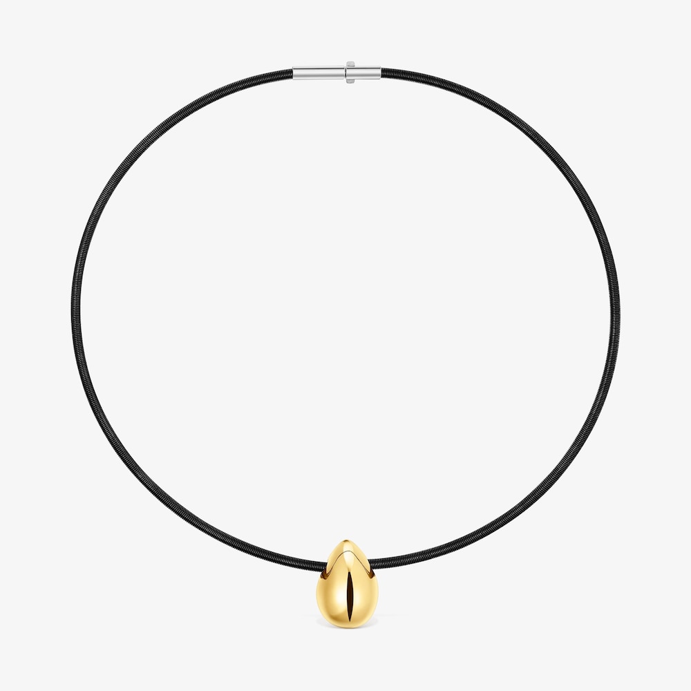 Kr&aacute;tk&yacute; N&aacute;hrdeln&iacute;k Mesh Tube ze zlata a čern&eacute; IP oceli s&nbsp;motivem slzy