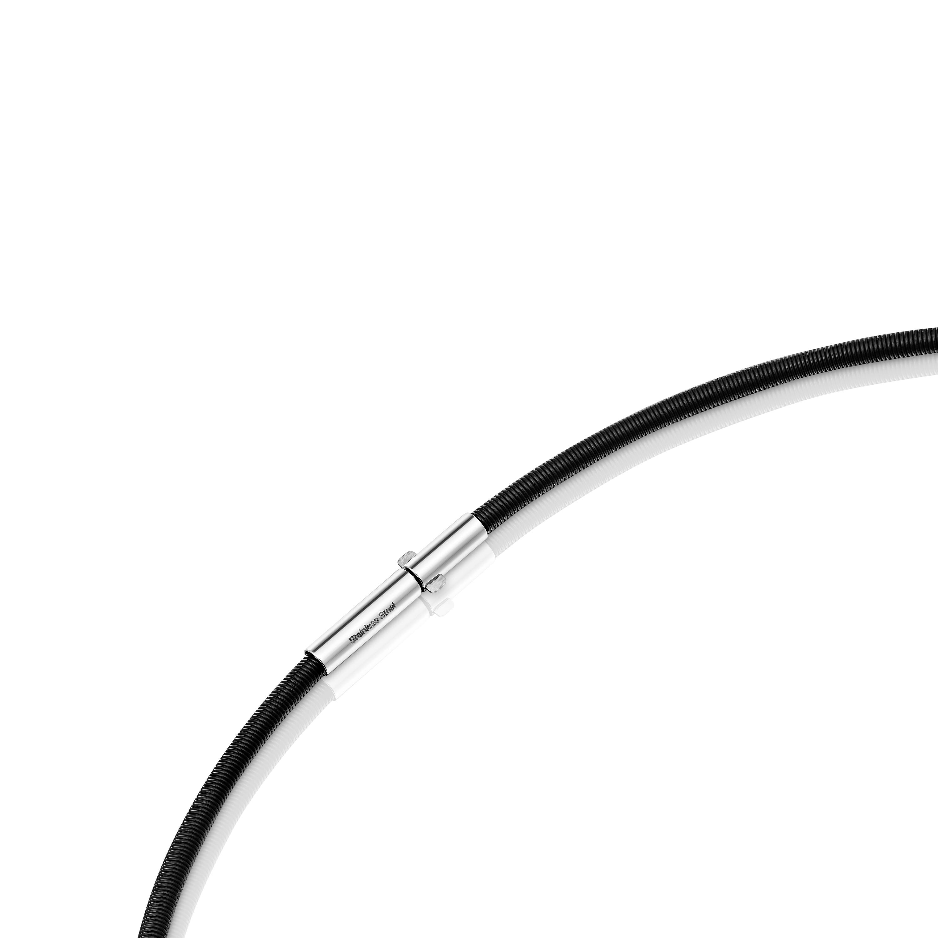 Short gold and black IP steel Necklace with teardrop motif Mesh Tube