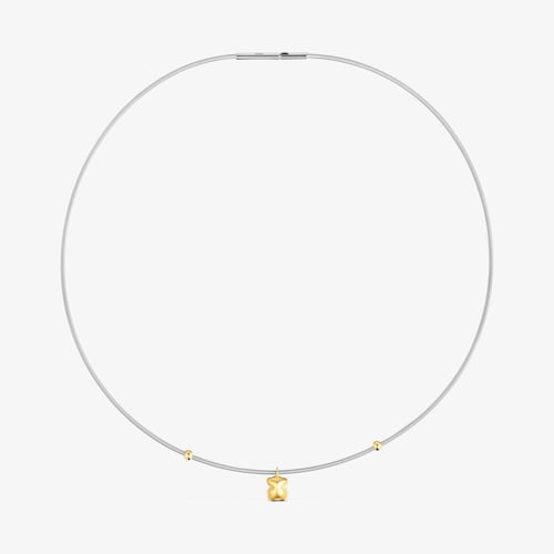 Kr&aacute;tk&yacute; N&aacute;hrdeln&iacute;k ze zlata a oceli s&nbsp;motivem medv&iacute;dka Mesh Tube