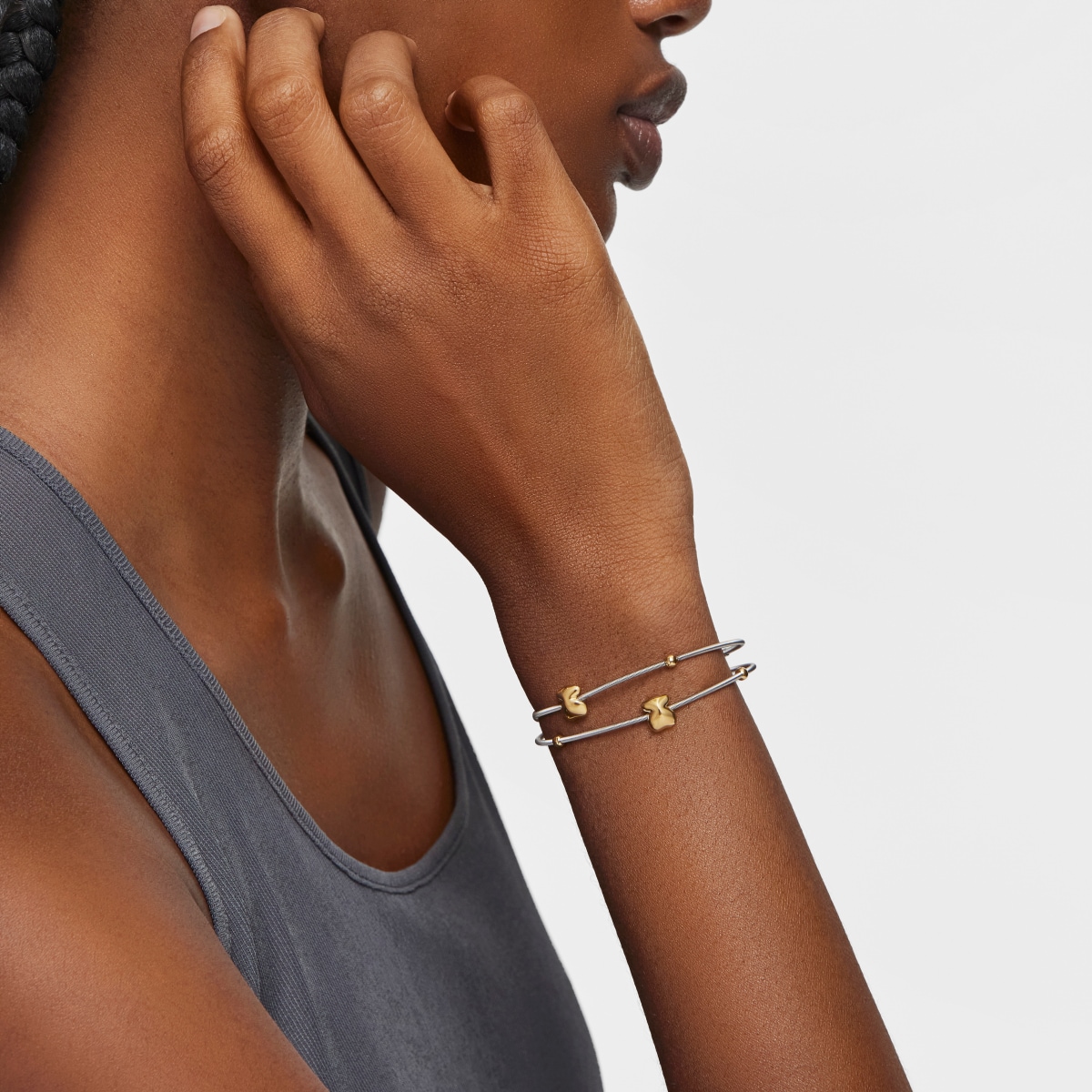 Gold and steel Bracelet Mesh Tube