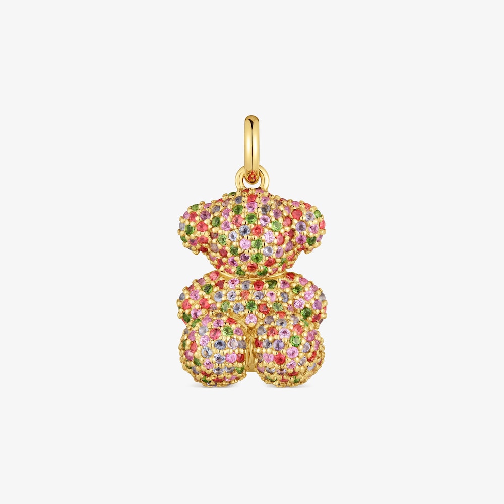 Colgante oso mediano de oro y gemas Bold Bear