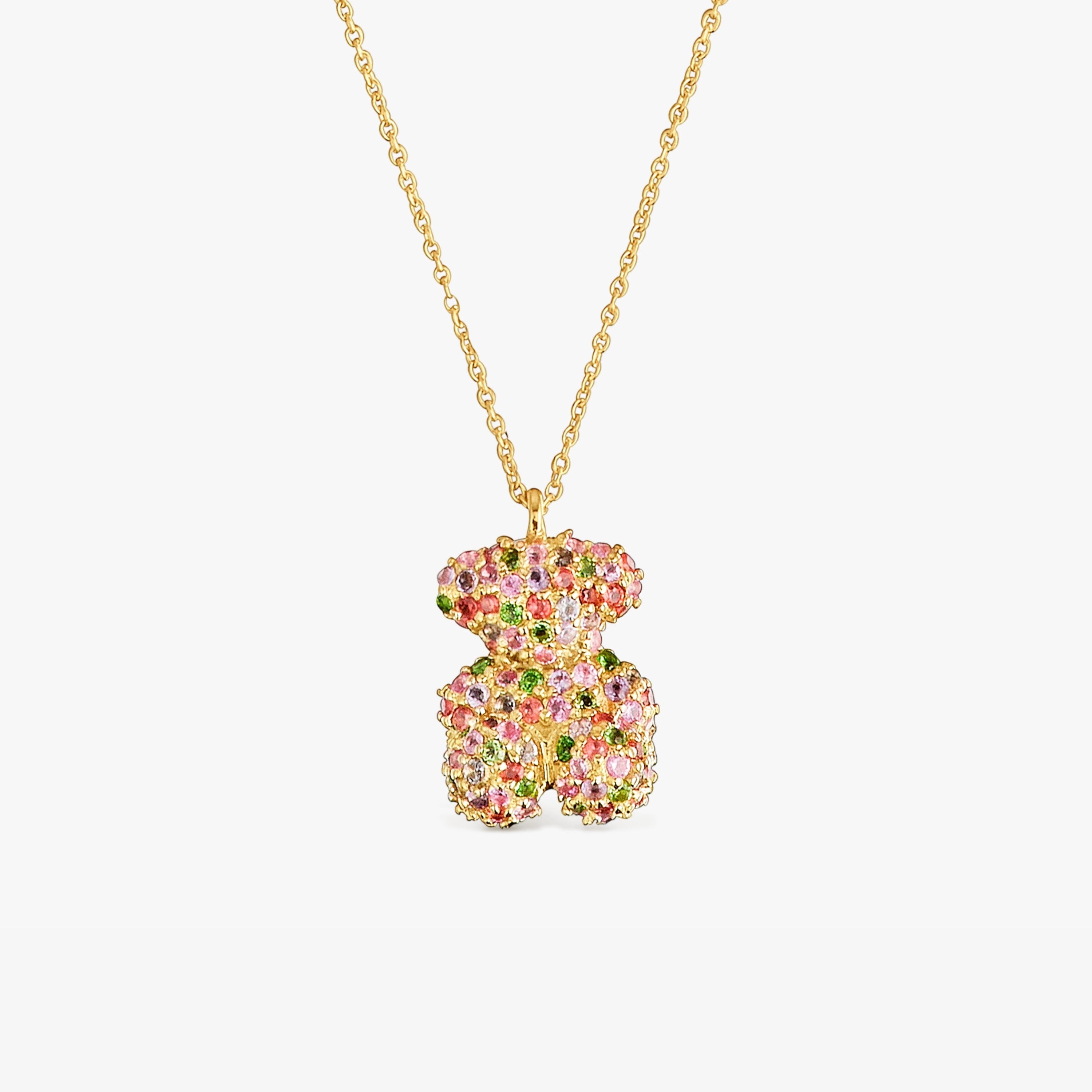 Gemstone and 18K solid gold Bold Bear necklace | TOUS