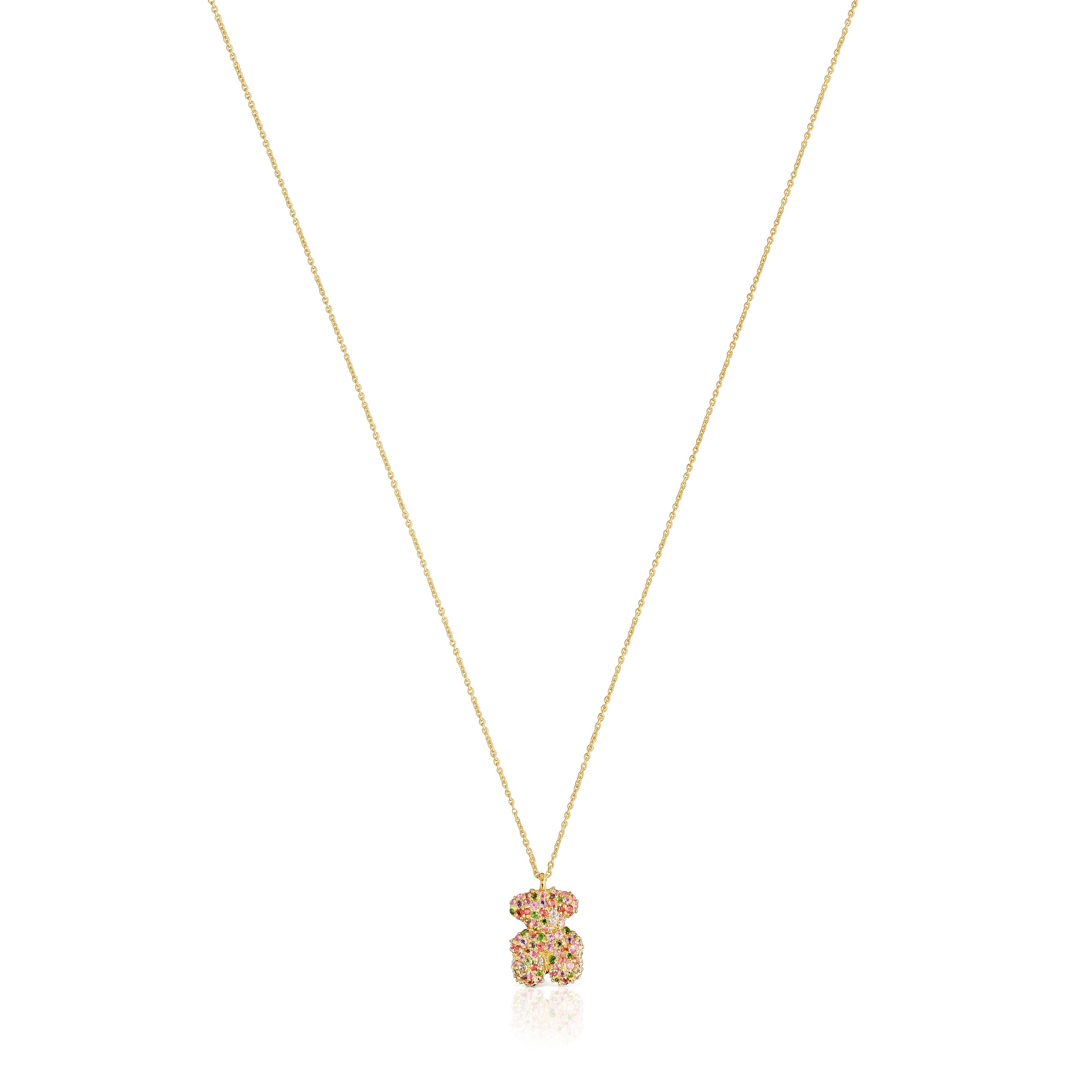 Collar corto oso de oro y gemas Bold Bear