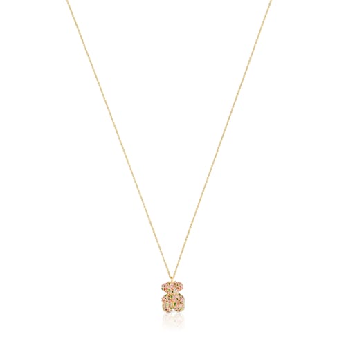 Gemstone and gold Bold Bear necklace